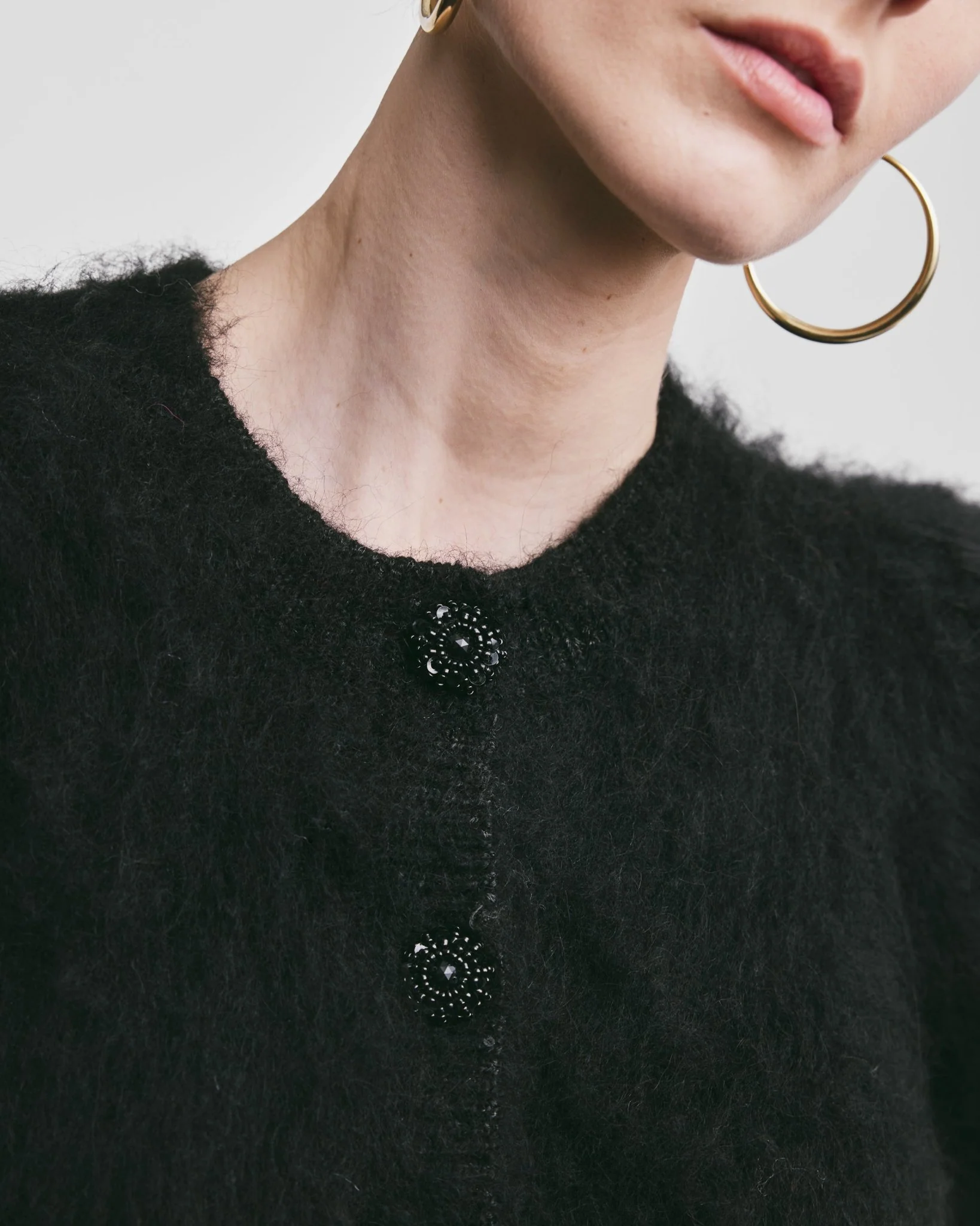 Hairy Knit Puffed Jacket Black - Image 7