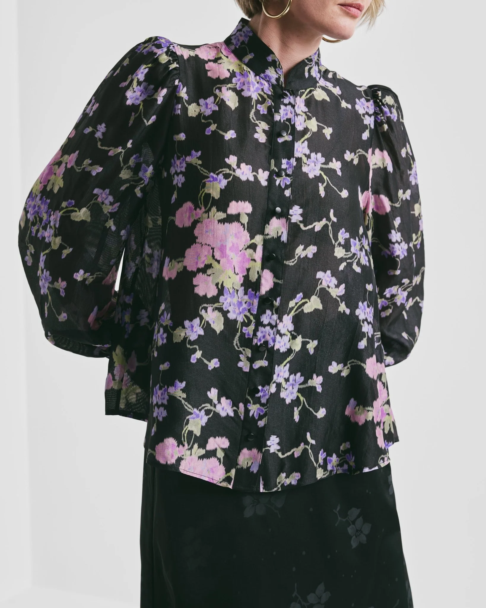 Striped Organza Blouse Midnight Viola - Image 7