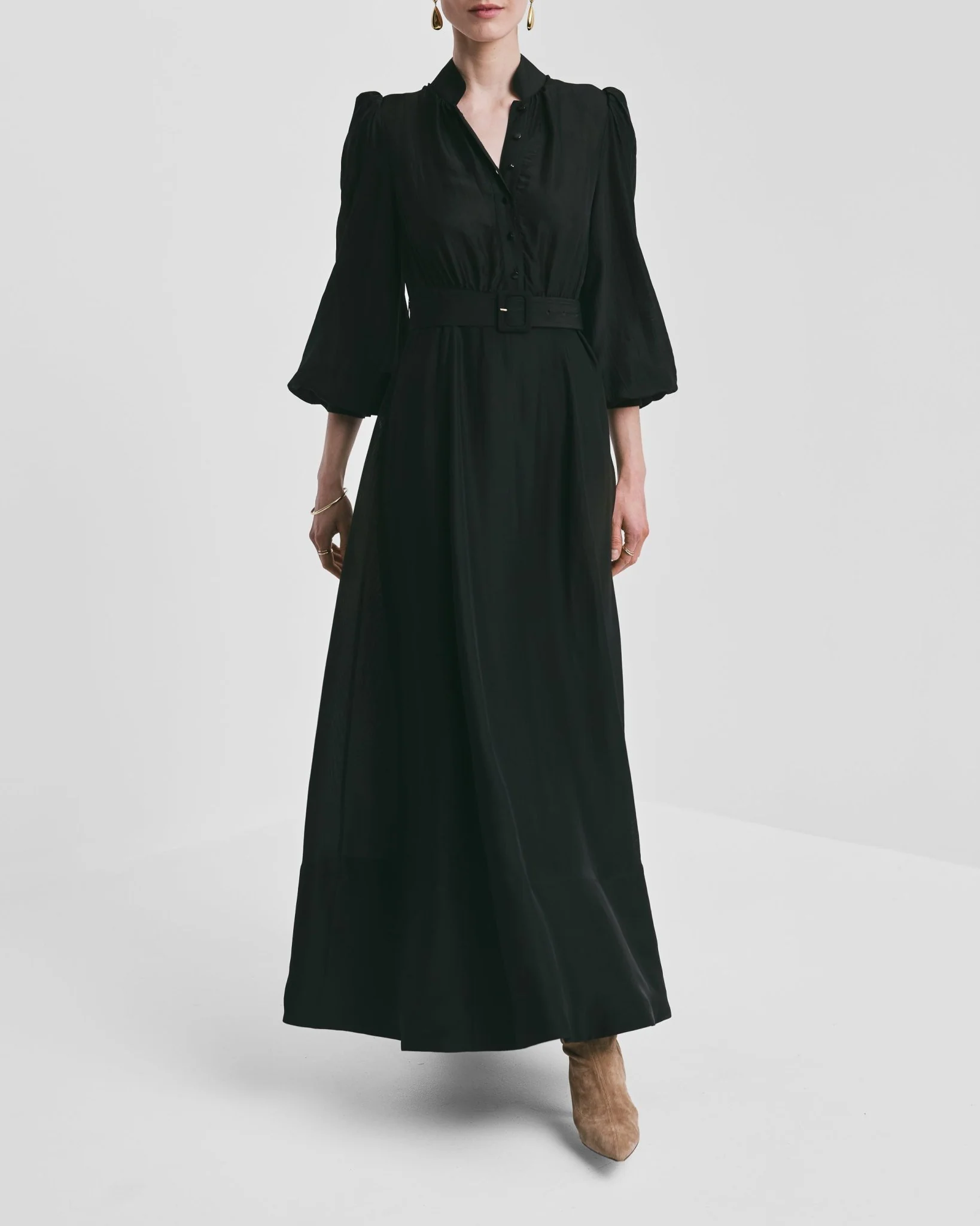 Striped Organza Belt Dress Black - Image 6