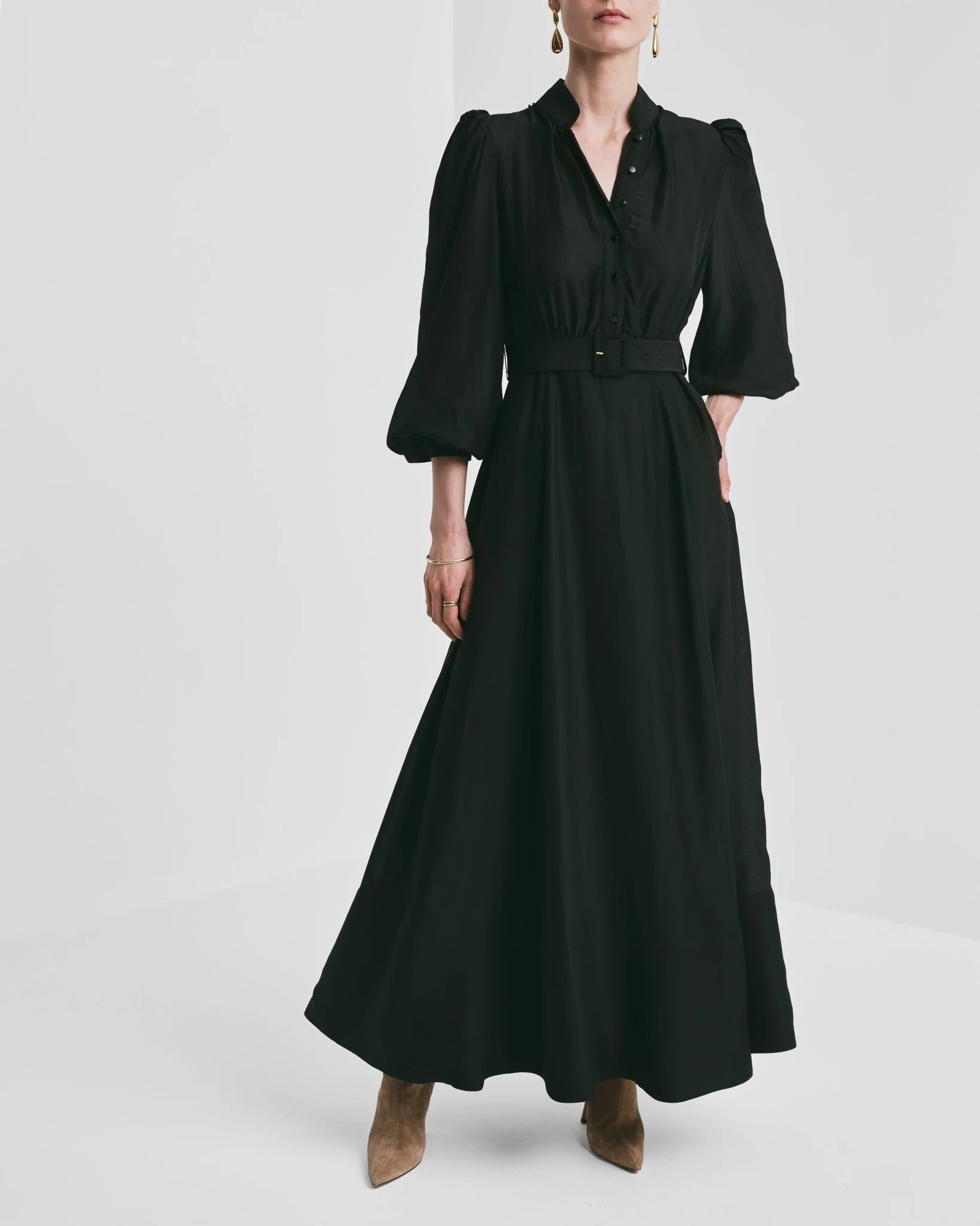 Striped Organza Belt Dress Black - Image 7