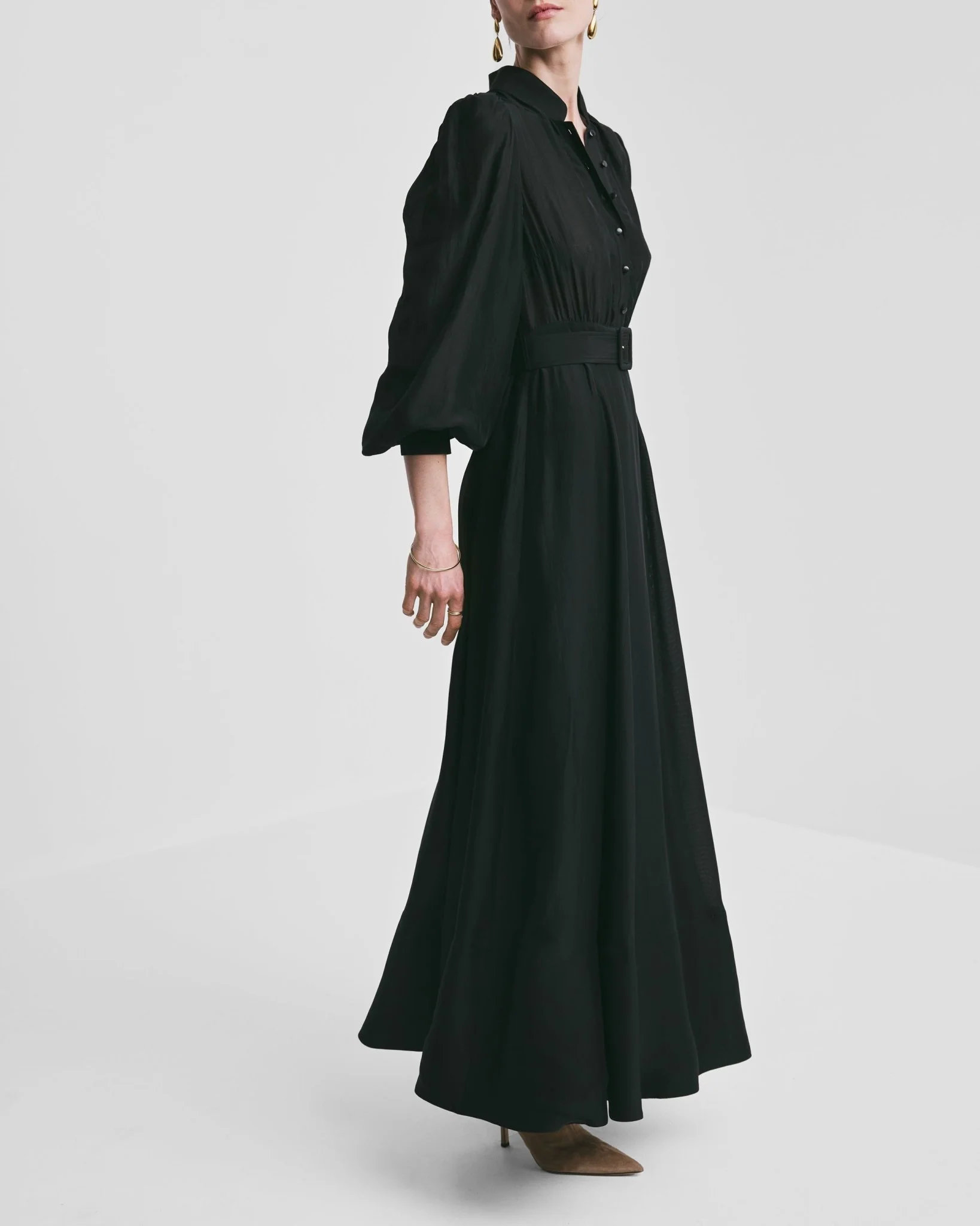 Striped Organza Belt Dress Black - Image 9