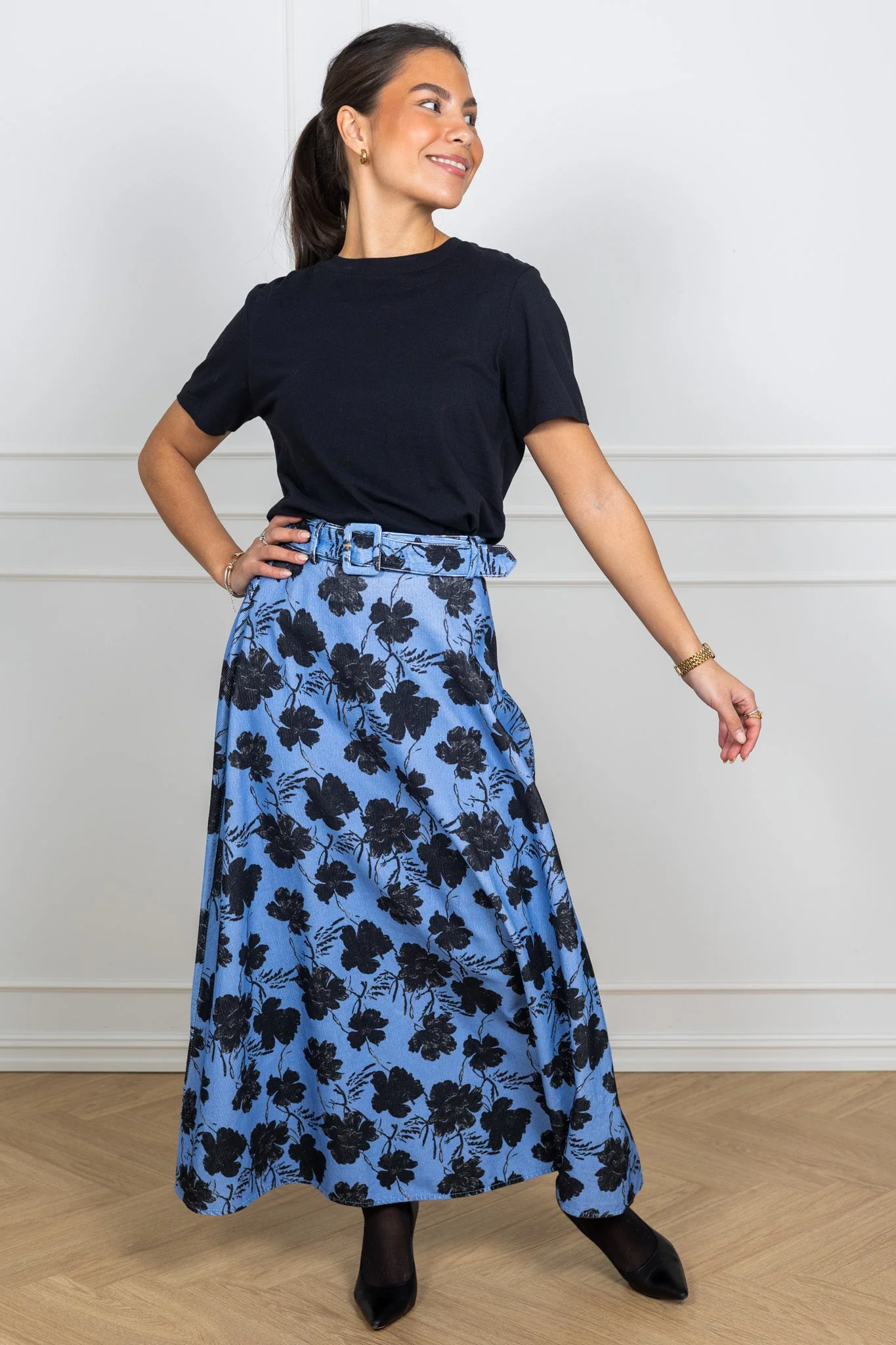 Cord Maxi Skirt Blue Peony - Image 5