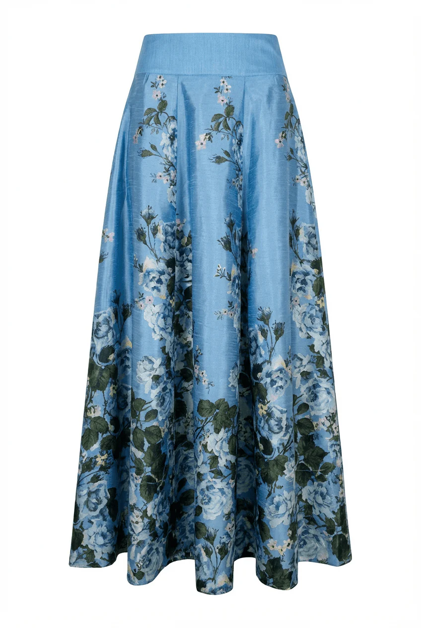 Taffeta Maxi Skirt Azure Garden - Image 2