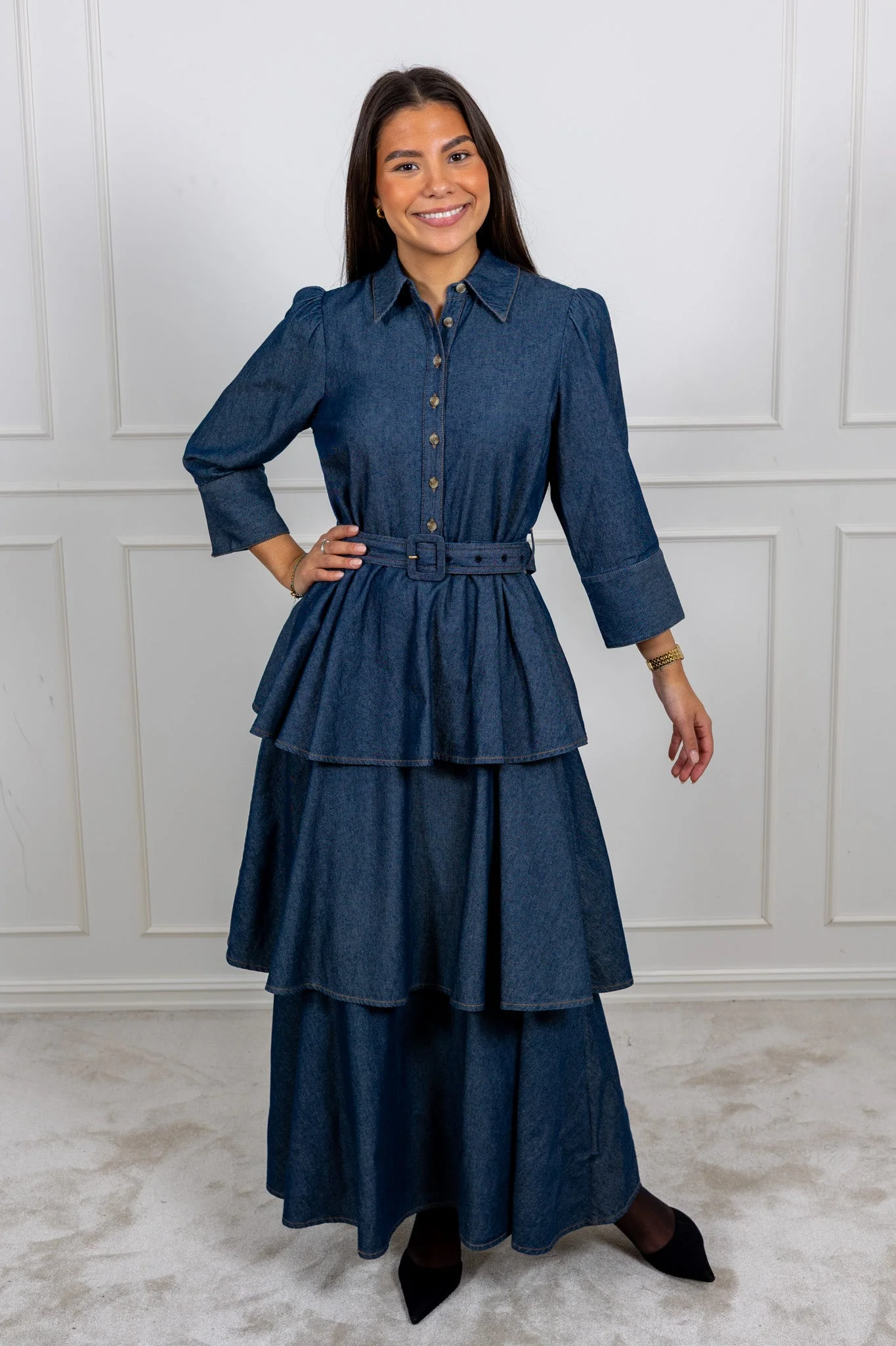 Denim Shirt Dress Dark Blue