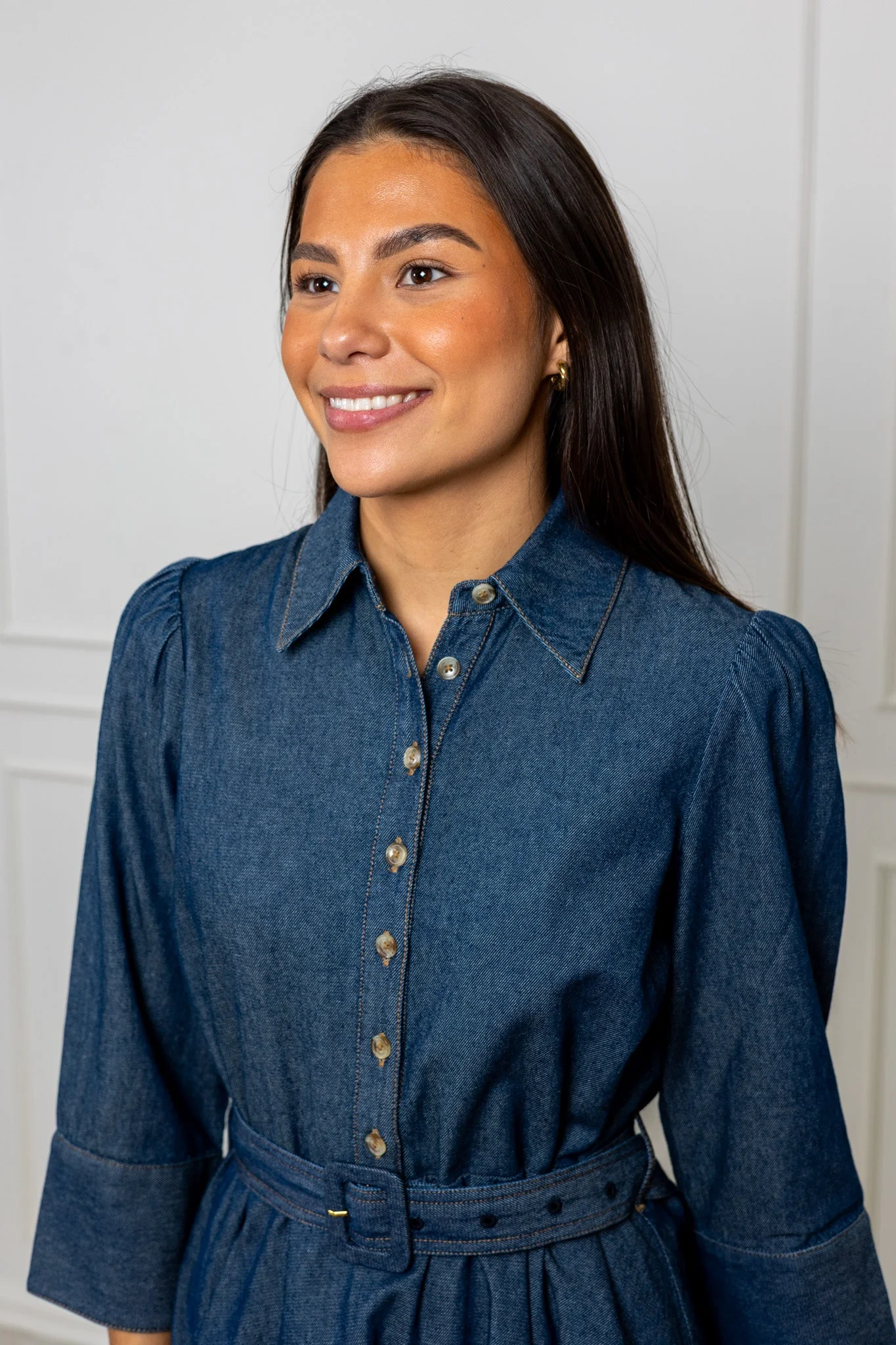 Denim Shirt Dress Dark Blue - Image 4