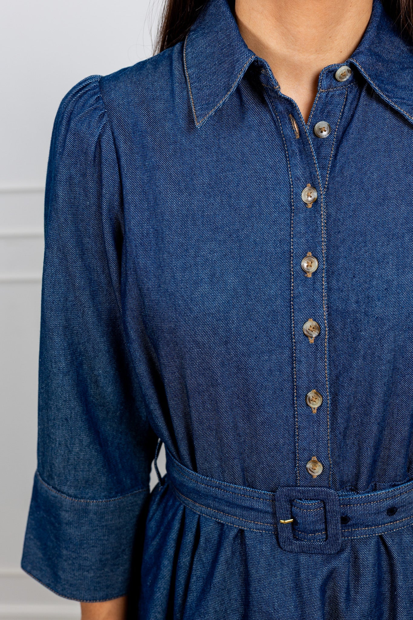 Denim Shirt Dress Dark Blue - Image 5