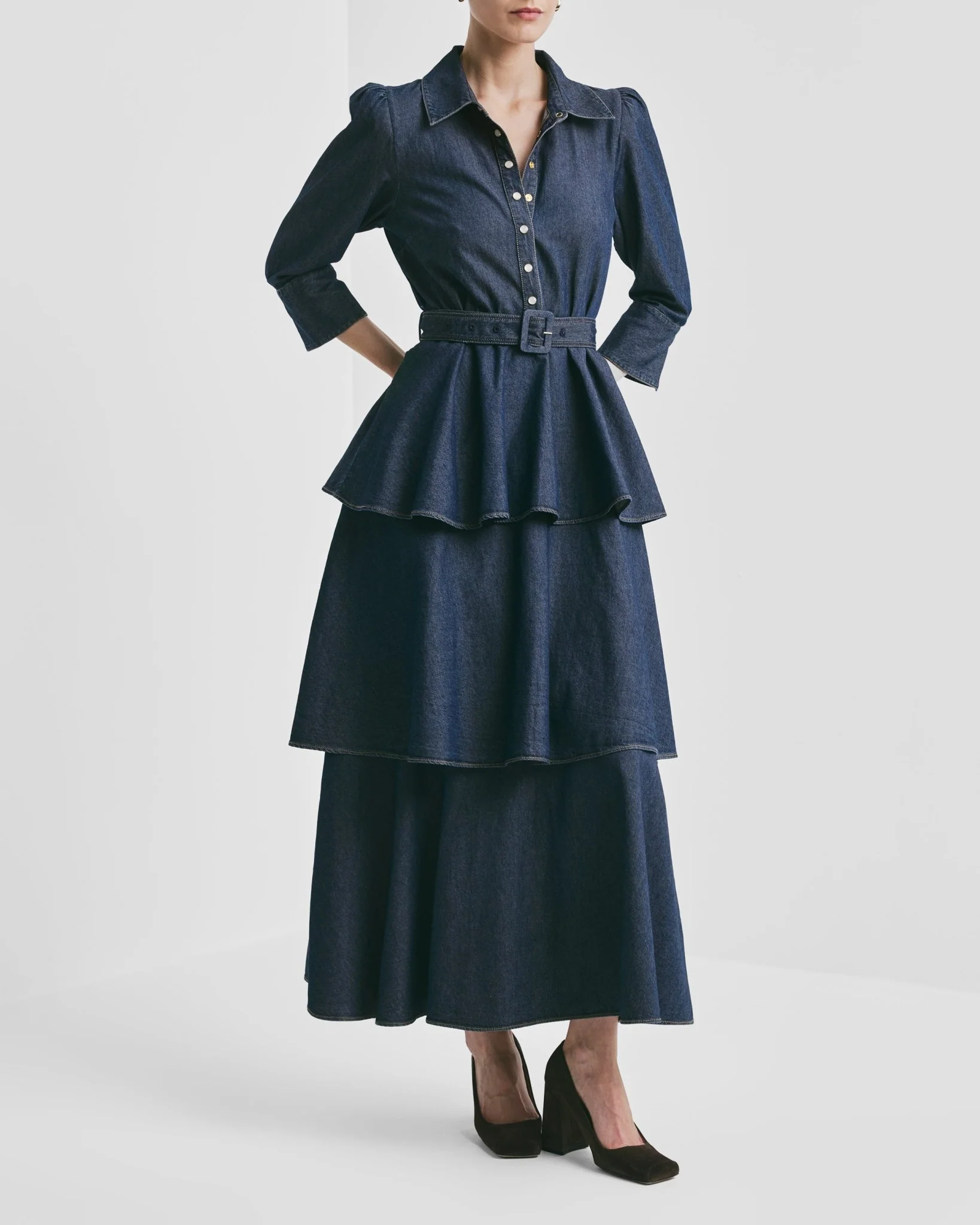 Denim Shirt Dress Dark Blue - Image 6