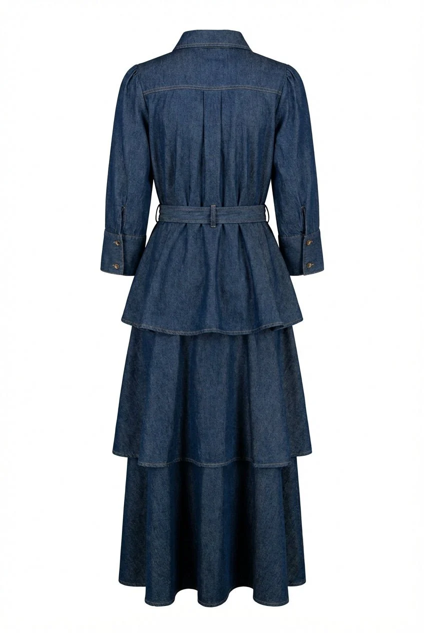 Denim Shirt Dress Dark Blue - Image 9