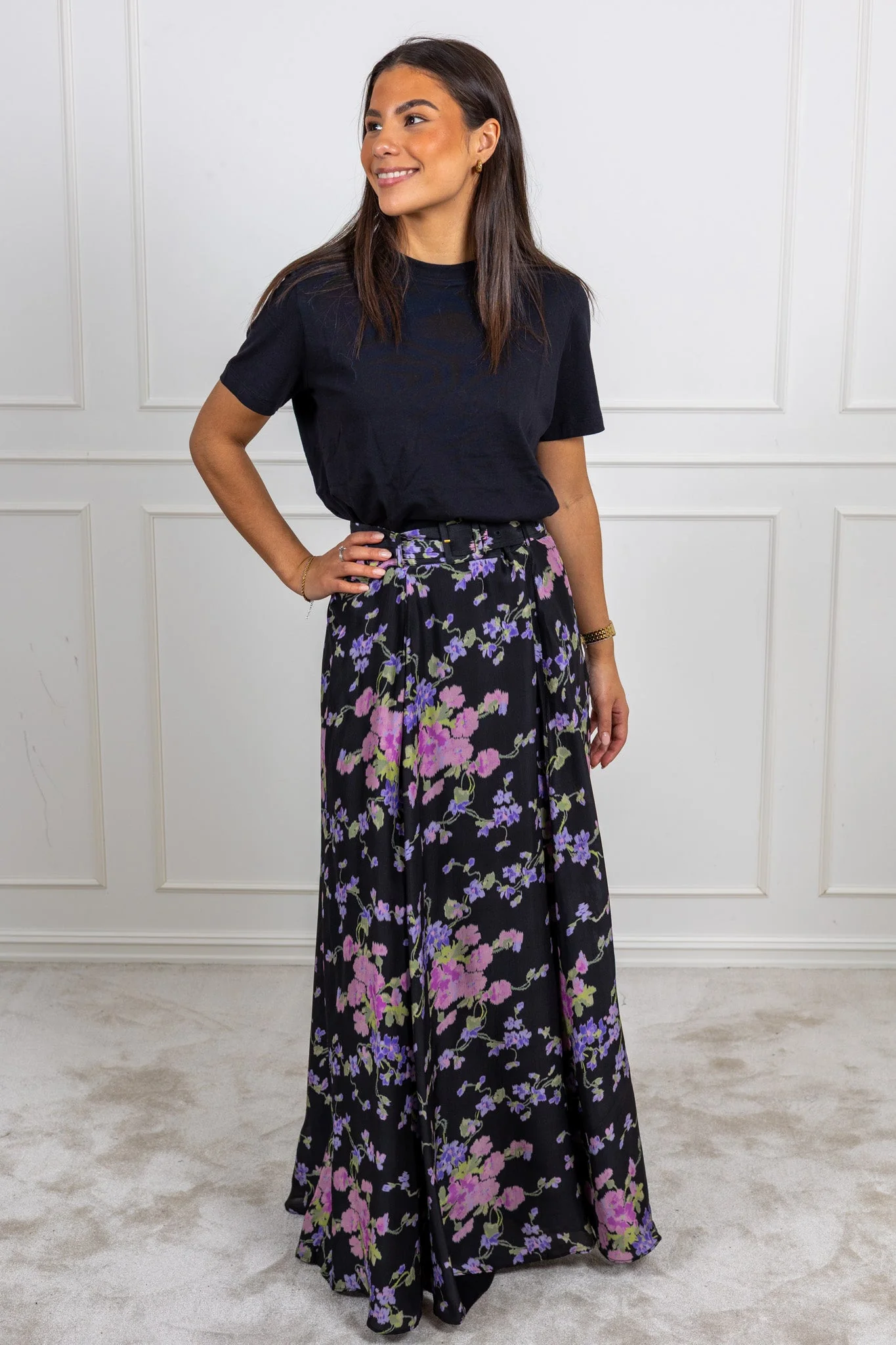 Striped Organza Maxi Skirt Midnight Viola - Image 3