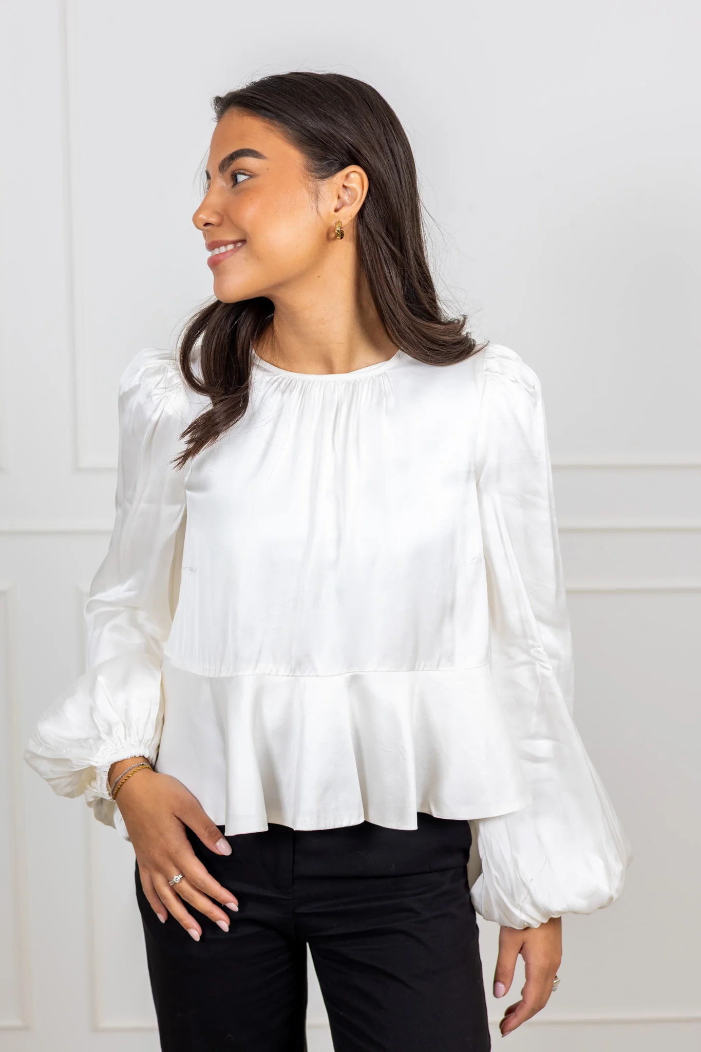 Satin Flounce Top Off White - Image 3