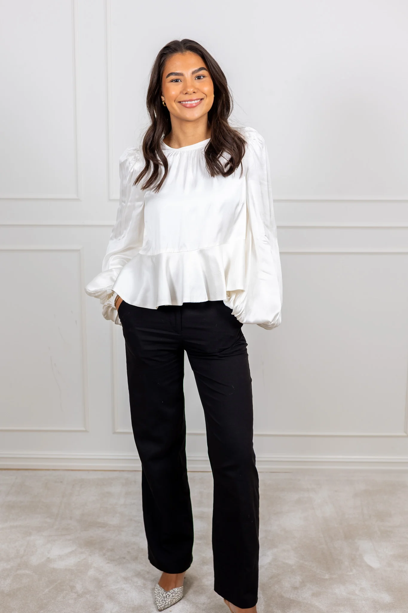 Satin Flounce Top Off White - Image 4