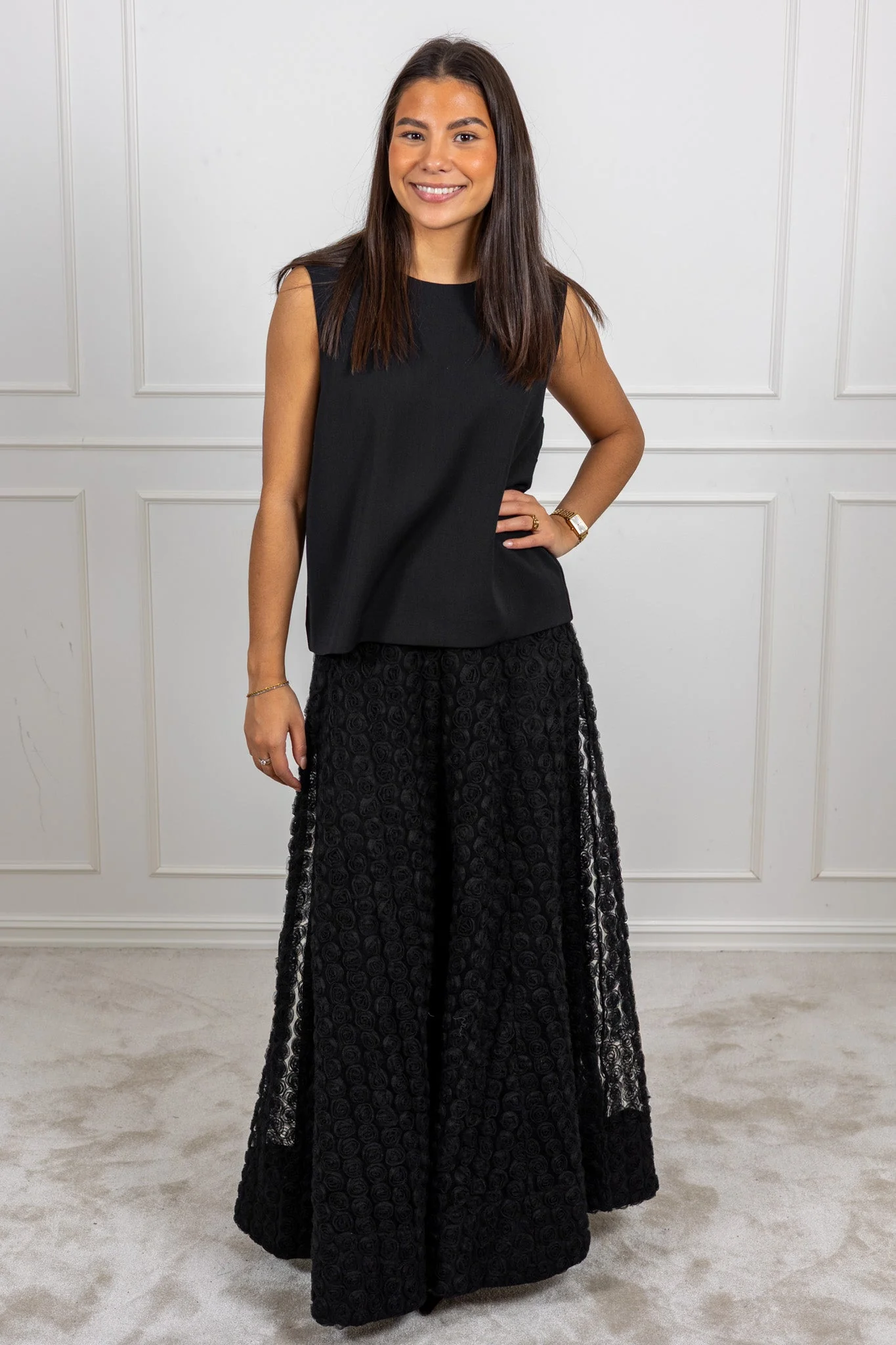 Decorated Maxi Skirt Black - Image 3