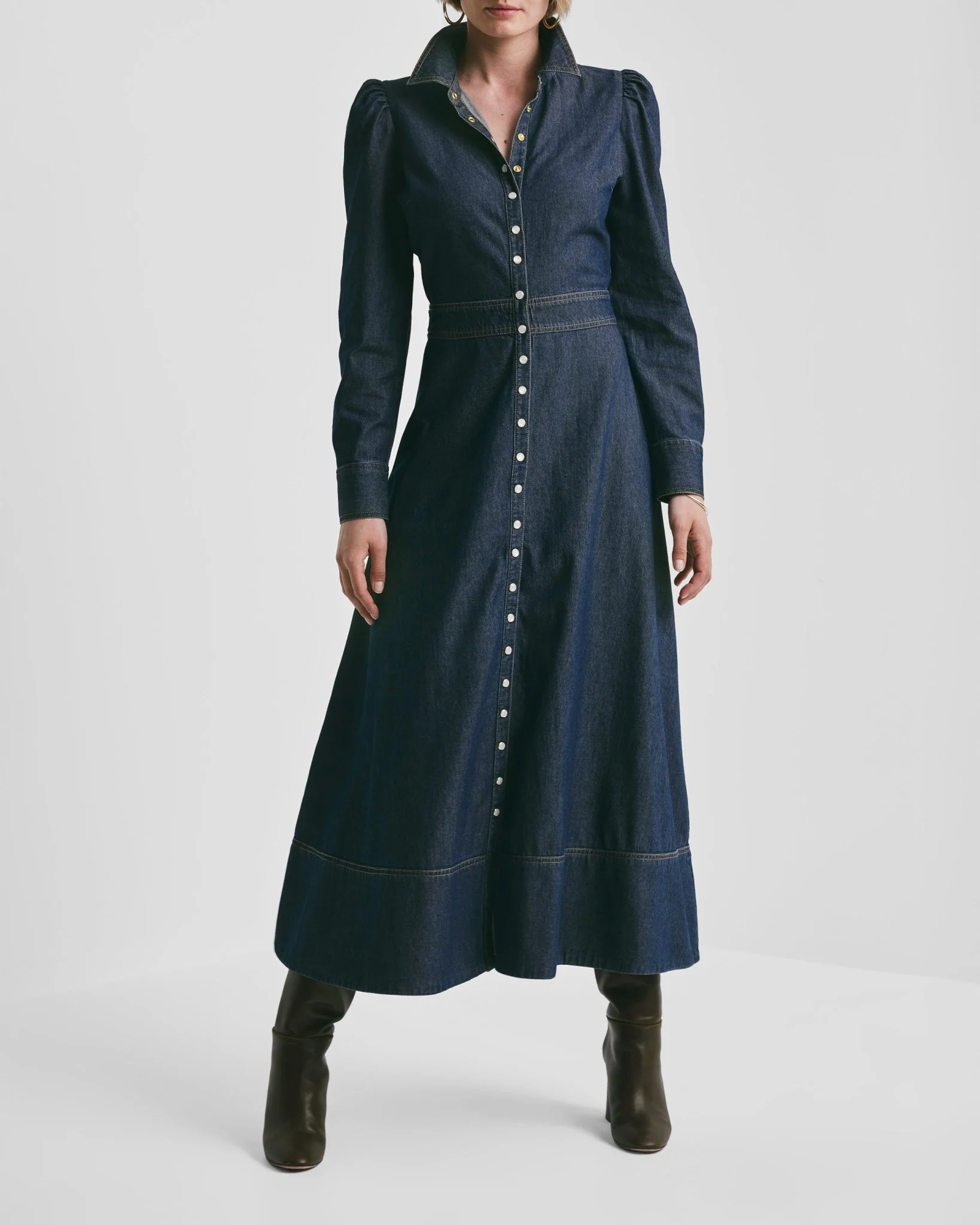 Denim Maxi Dress Dark Blue - Image 3