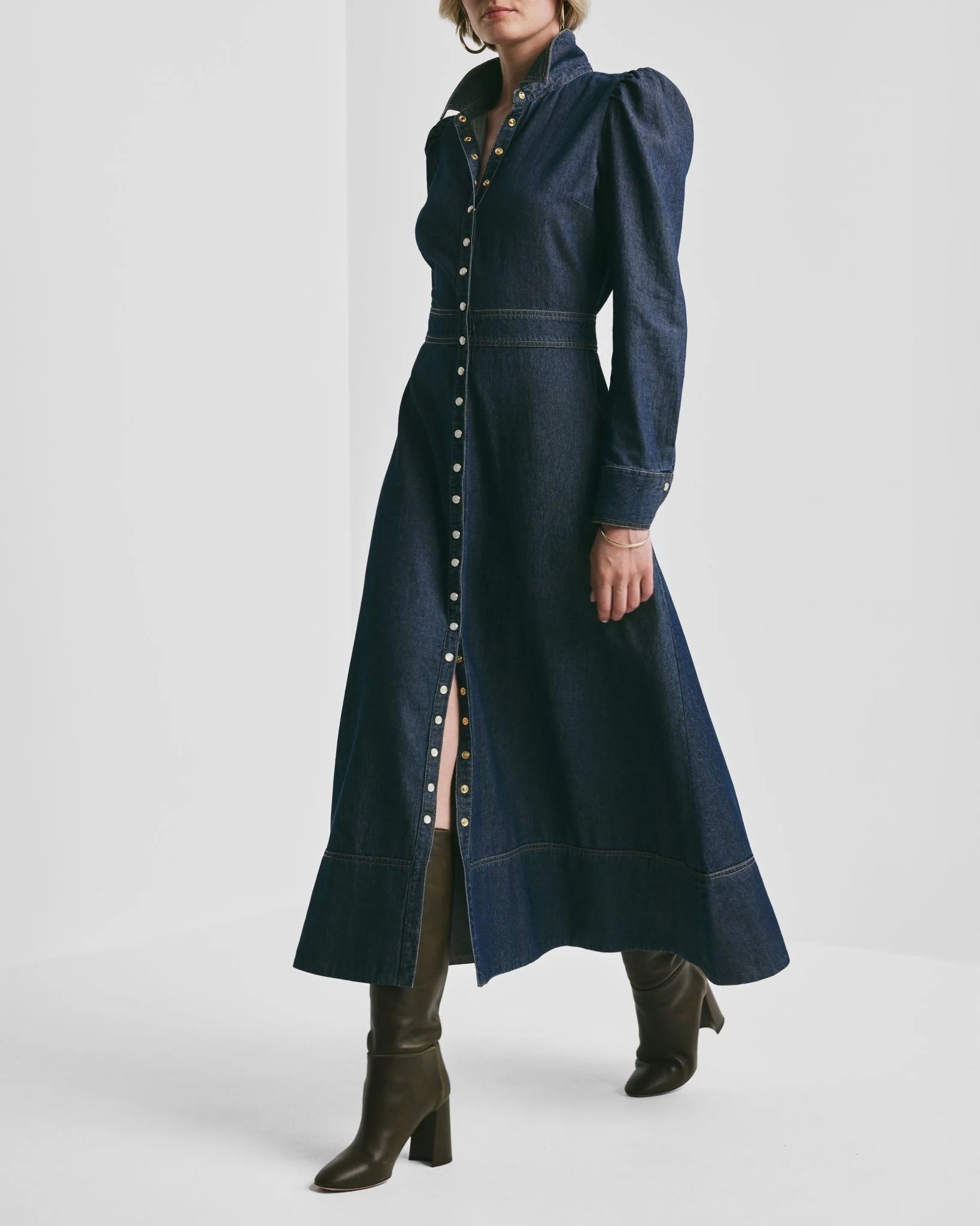 Denim Maxi Dress Dark Blue - Image 4