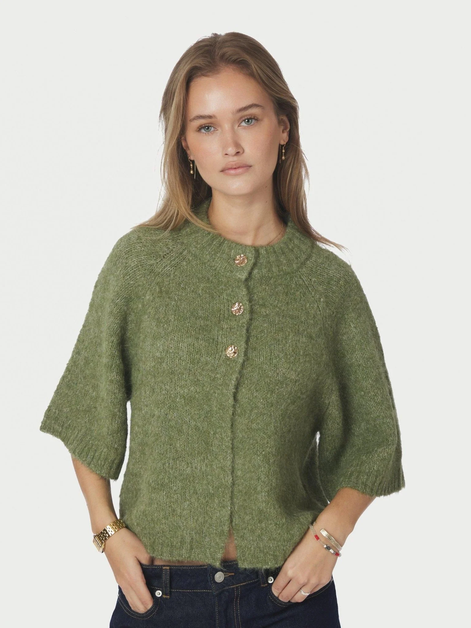Benuta Fluffy Knit Cardigan Dusty Green - Image 8