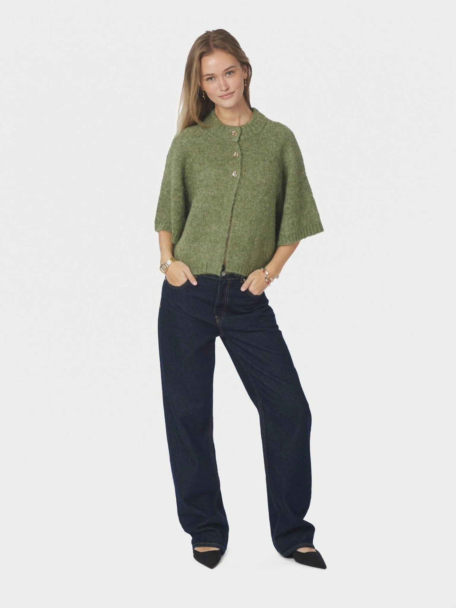 Benuta Fluffy Knit Cardigan Dusty Green - Image 9
