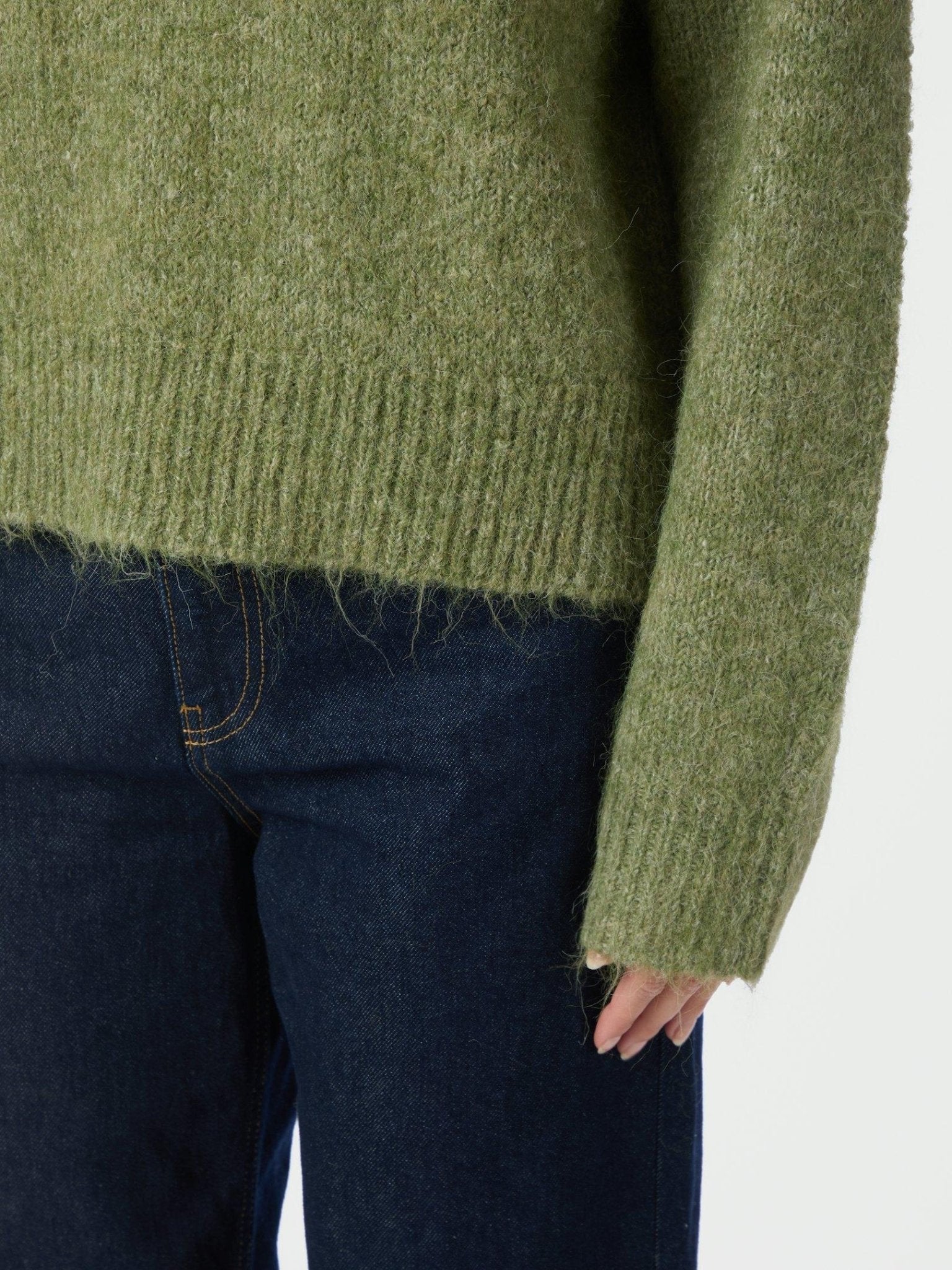 Paulina Fluffy Knit Blouse Dusty Green - Image 10