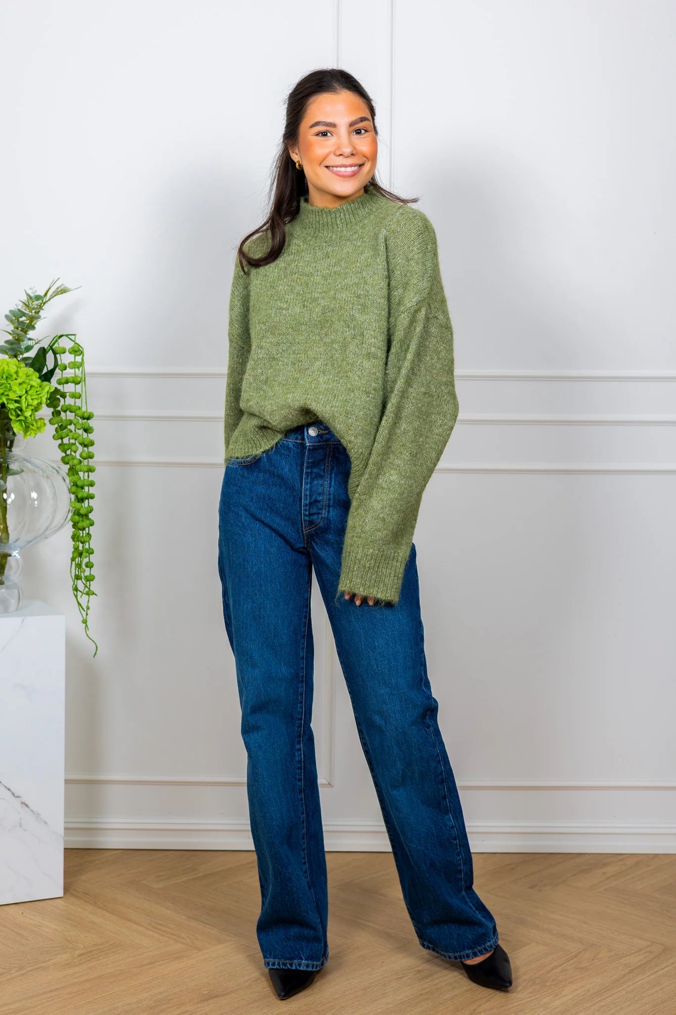 Paulina Fluffy Knit Blouse Dusty Green - Image 6