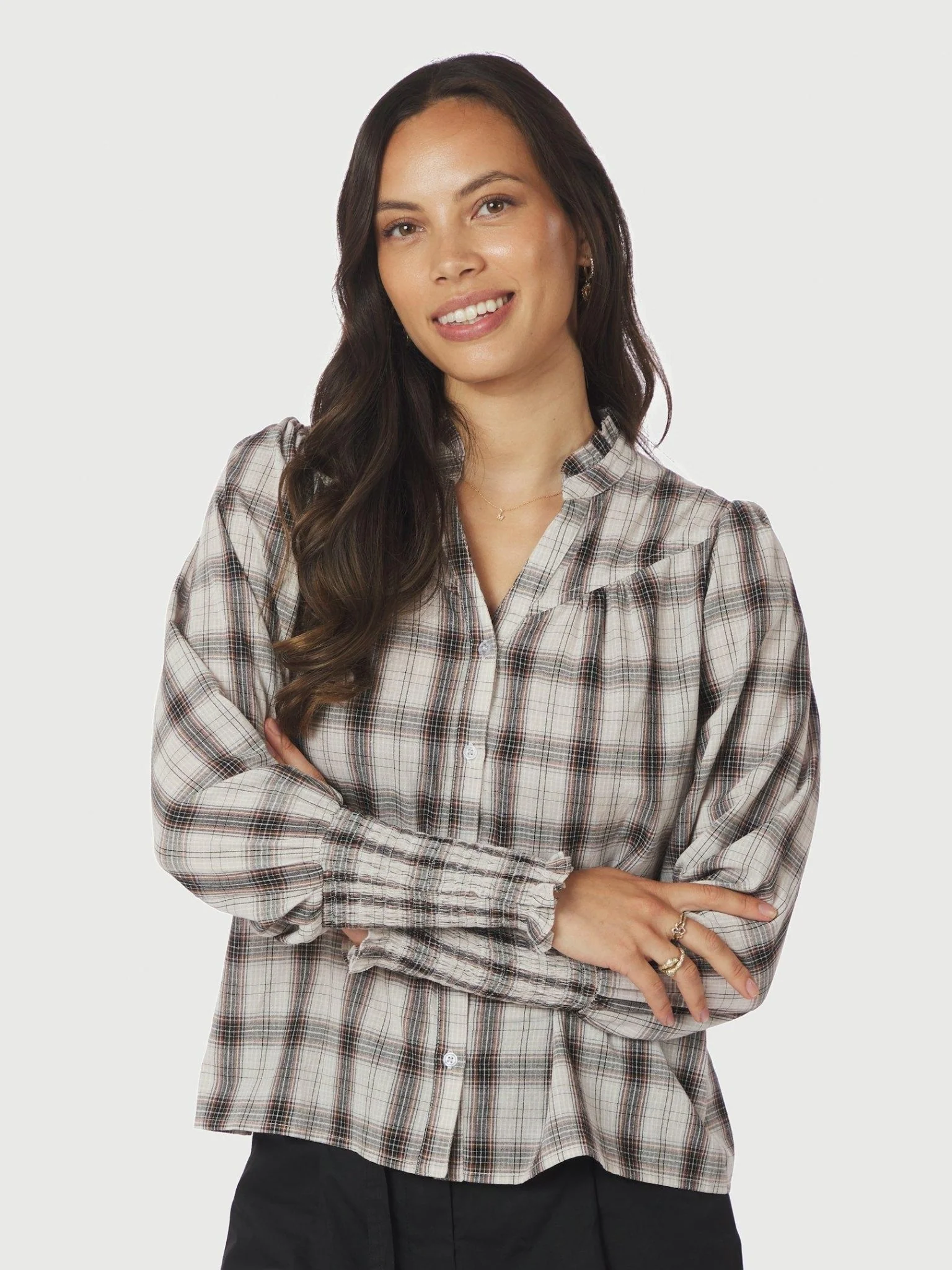 Camisa Big Check Blouse Off White - Image 10