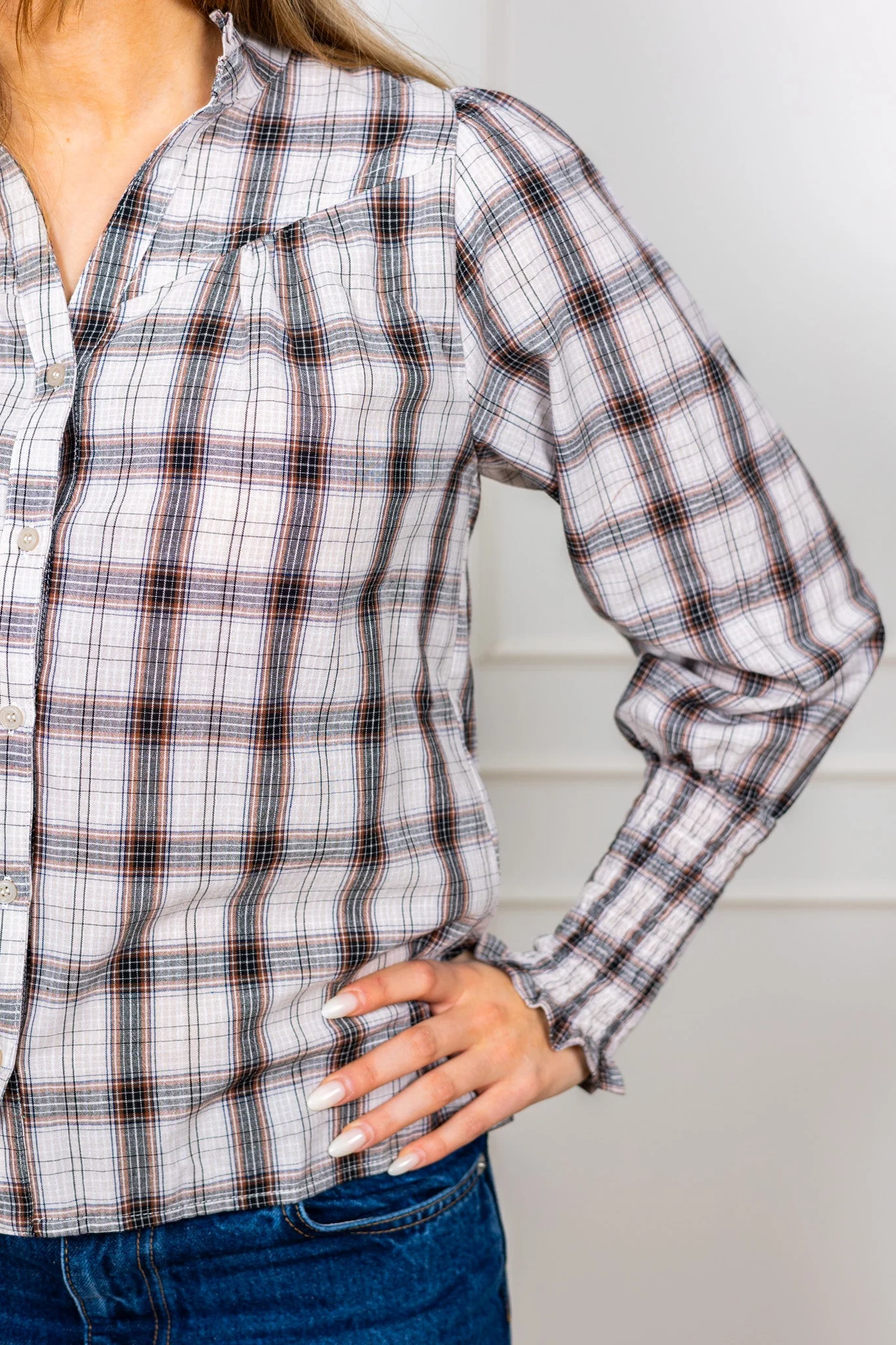 Camisa Big Check Blouse Off White - Image 5