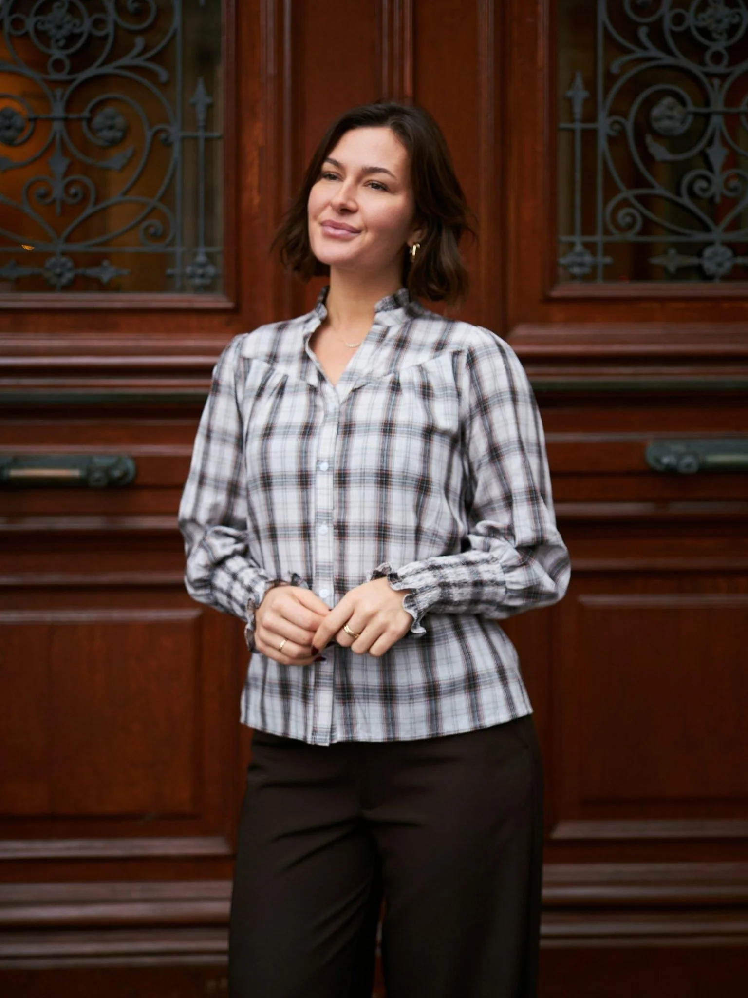 Camisa Big Check Blouse Off White - Image 6