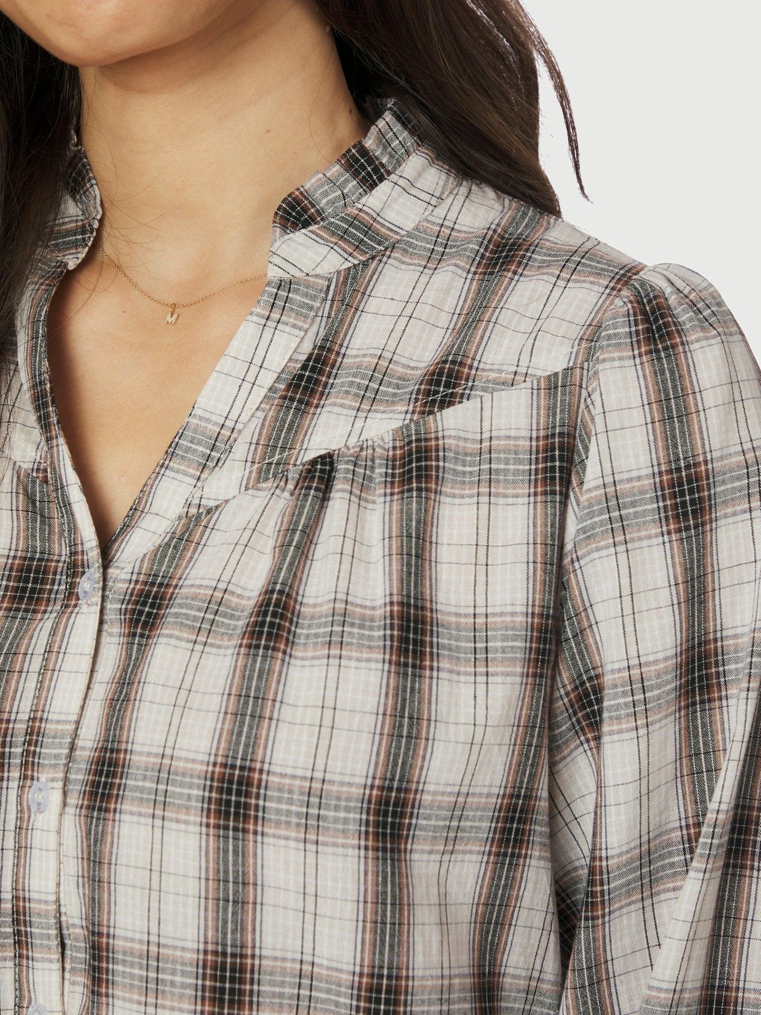 Camisa Big Check Blouse Off White - Image 9