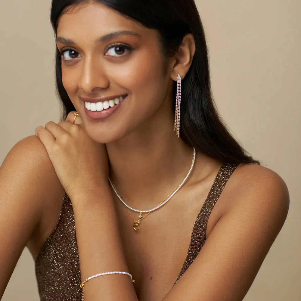 Cupchain Waterfall Drop Earrings Pale Gold - Image 3