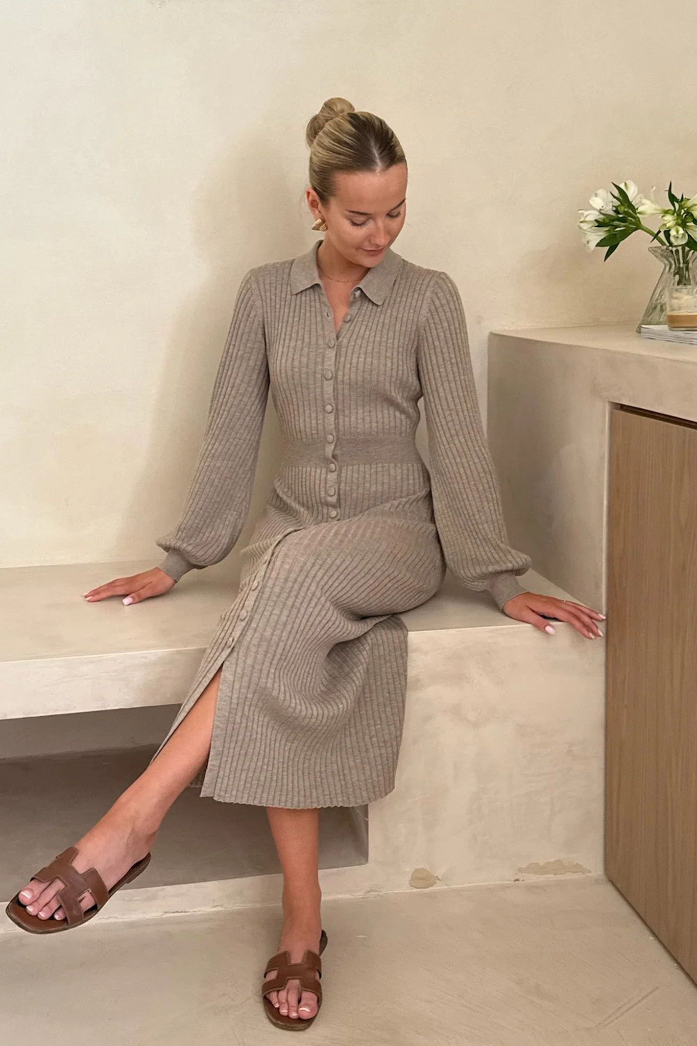 Odette Long Dress Light Brown - Image 5
