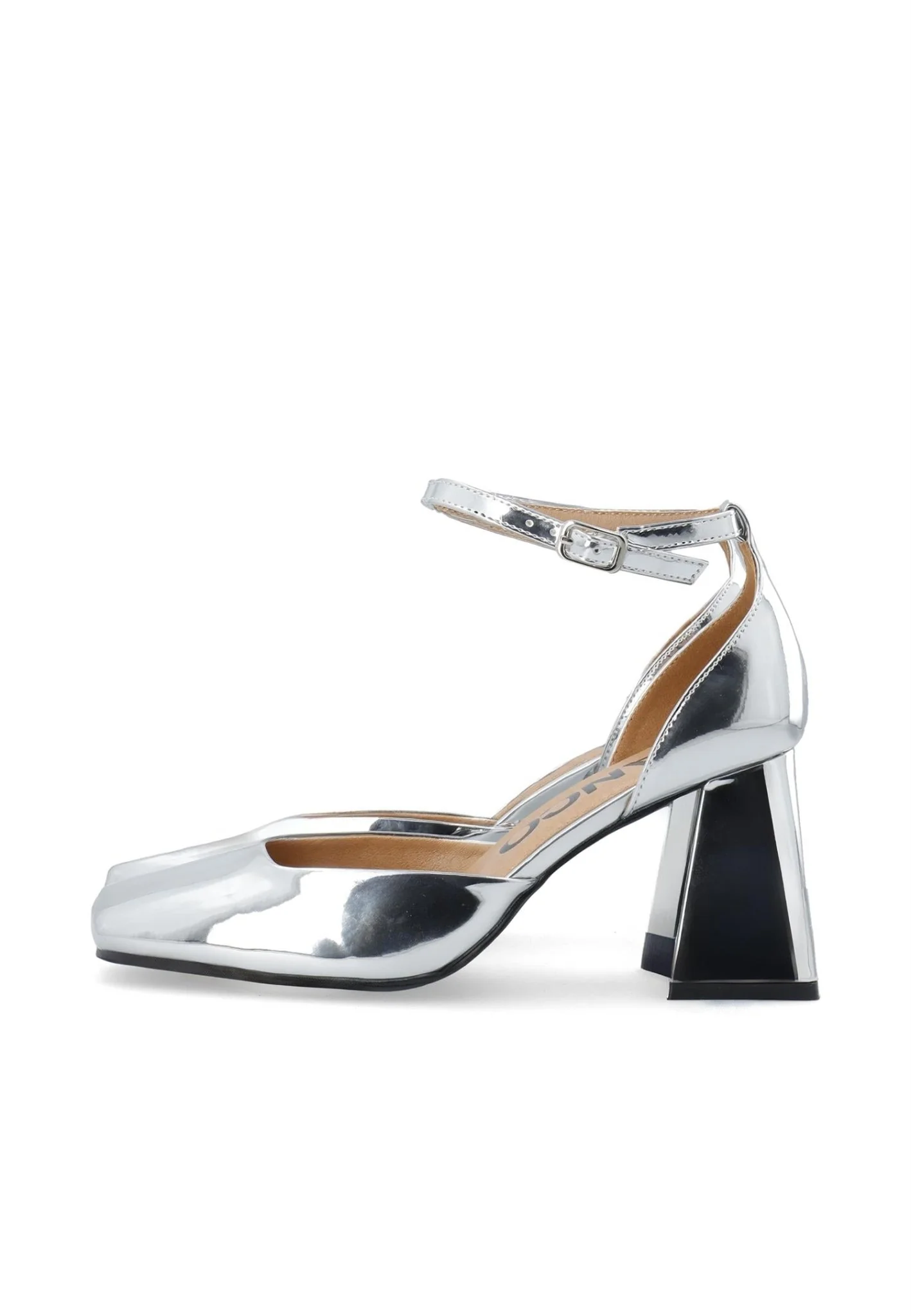 Biajoyce D'Orsay Pump Faux Leather Silver Mirror - Image 6