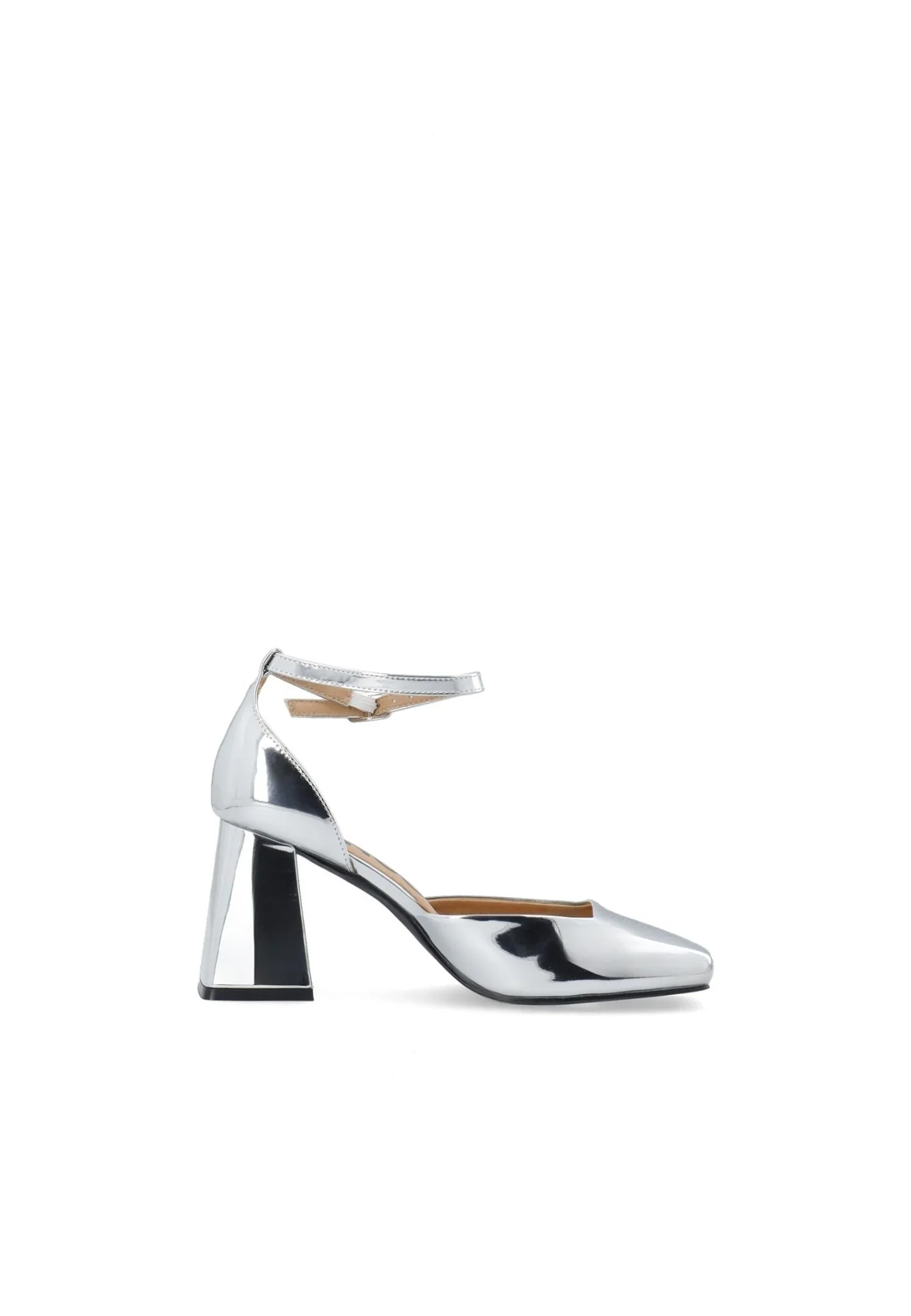 Biajoyce D'Orsay Pump Faux Leather Silver Mirror - Image 8