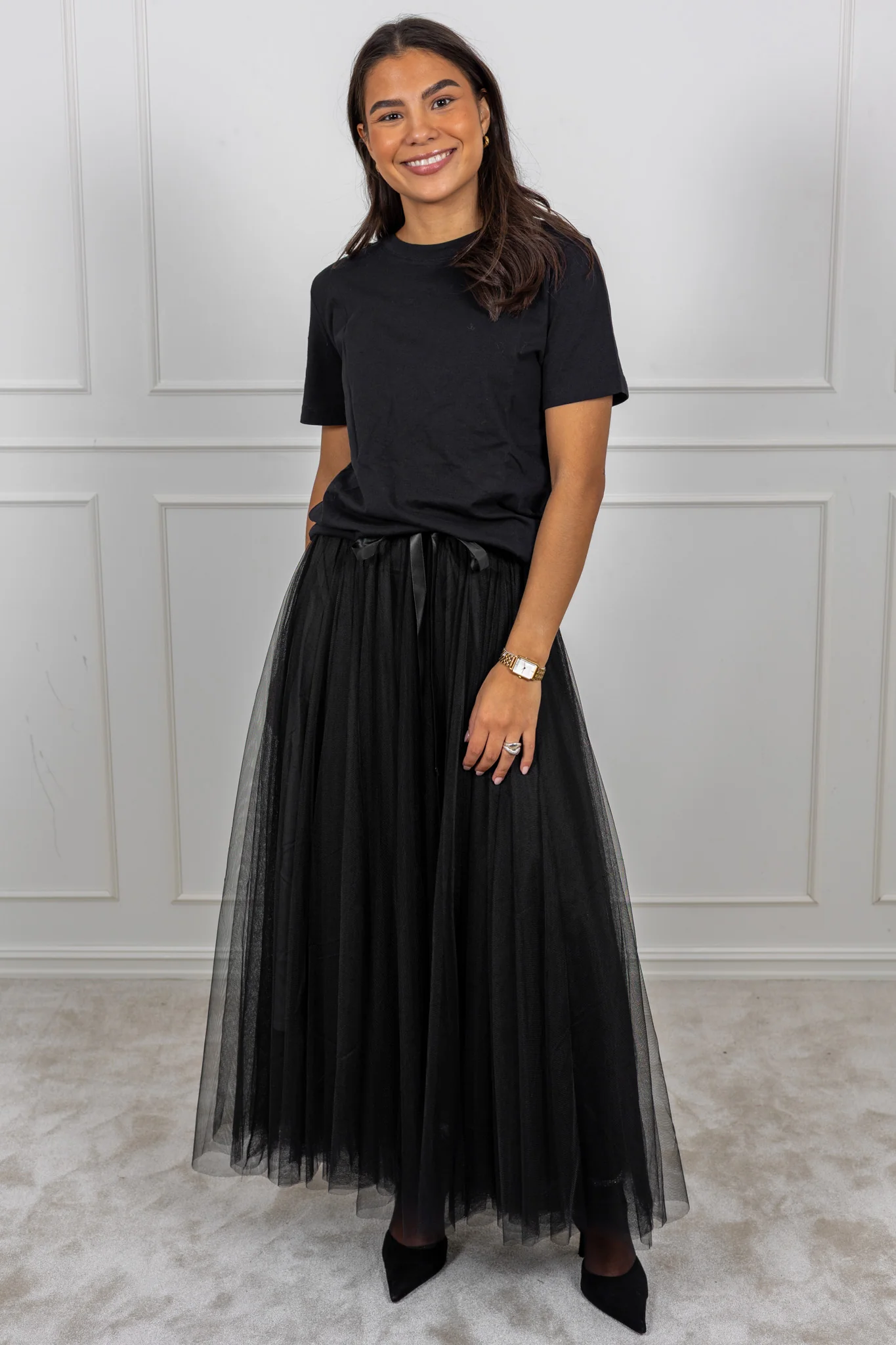 Tulle Midi Skirt Black - Image 2
