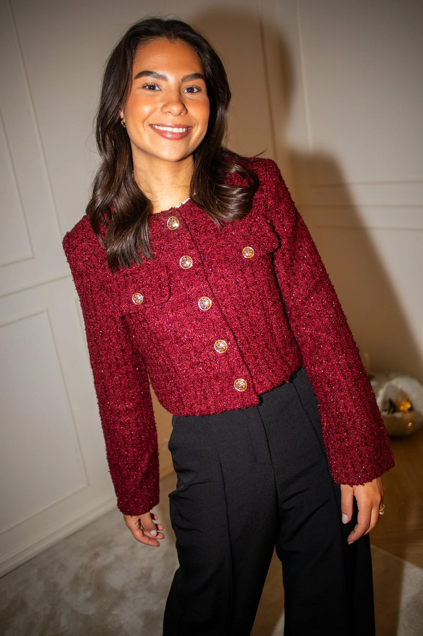 Blazer Tweeded Bordeaux - Image 2