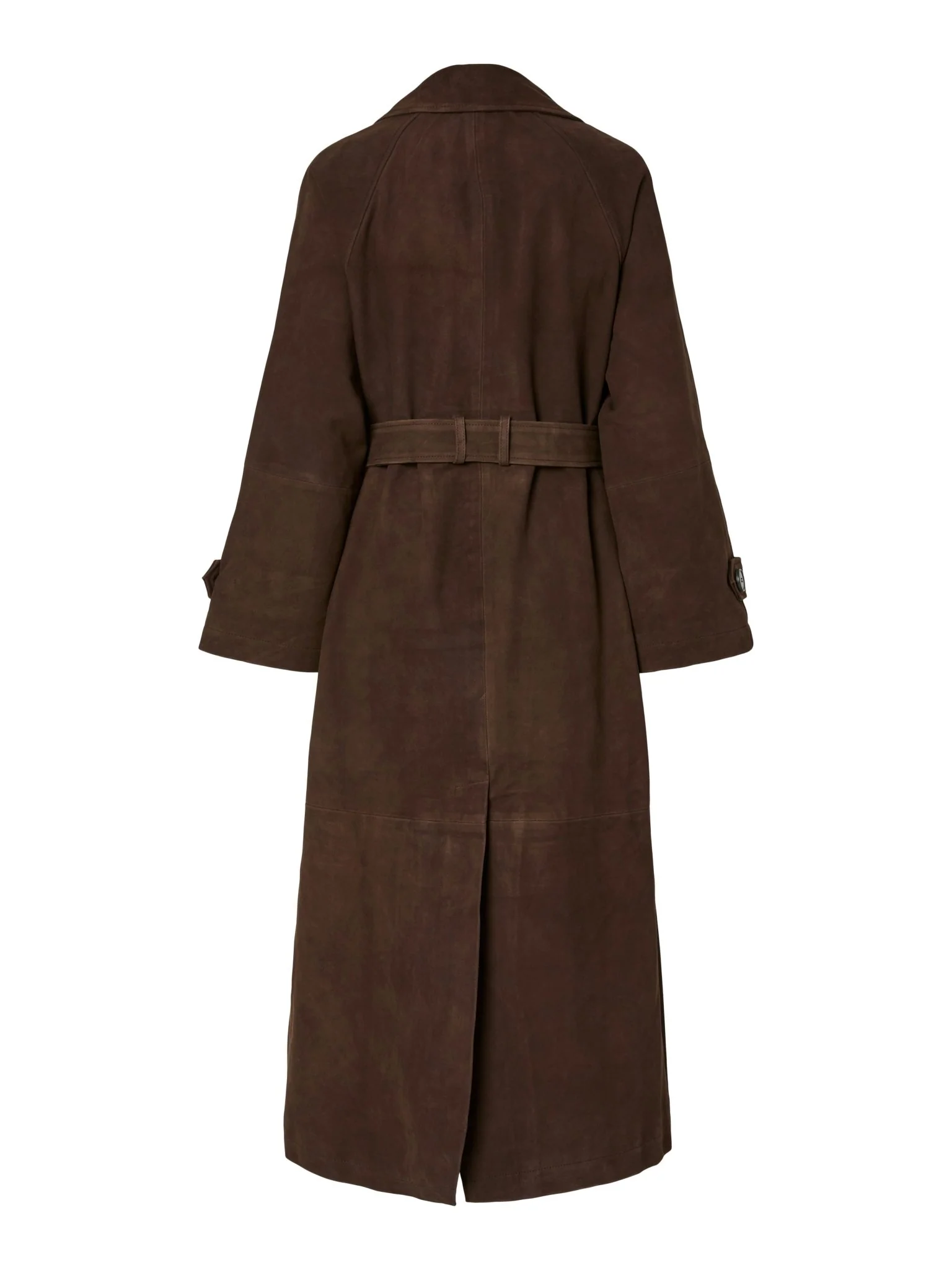 Lina Ls Suede Leather Trenchcoat Seal Brown - Image 5