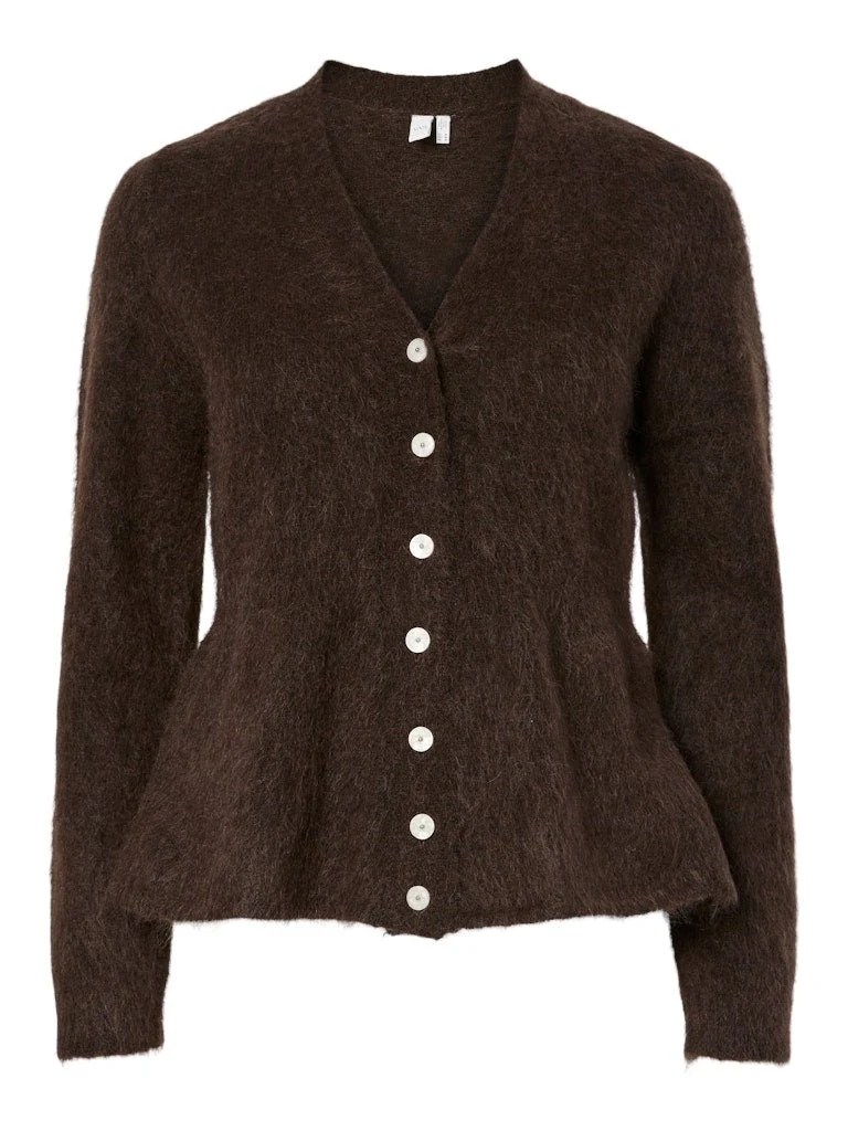 Limo Ls Mohair Blend Knit Cardigan Seal Brown