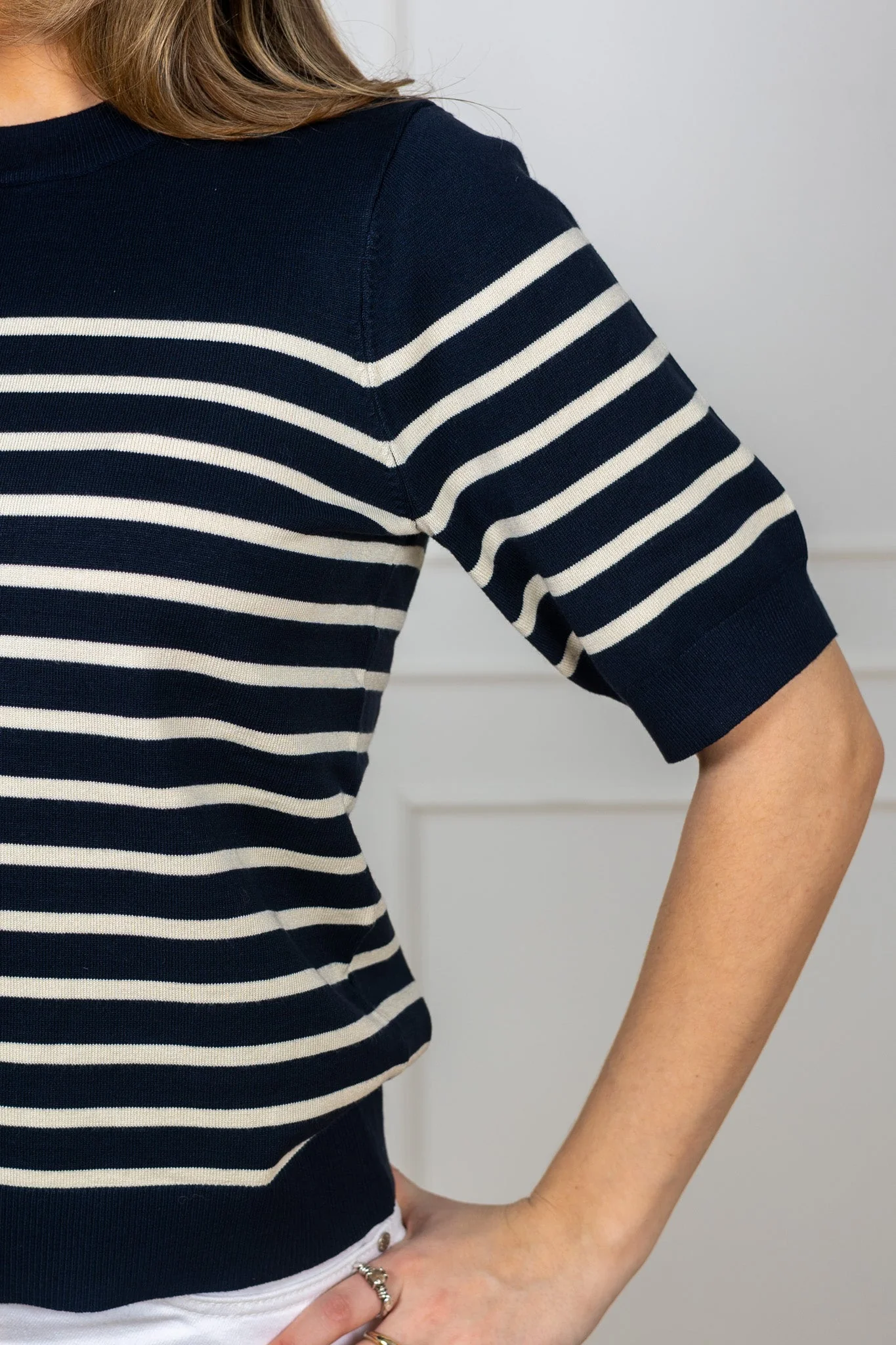 Lena Ss Knit Pullover Navy Blazer Birch - Image 7
