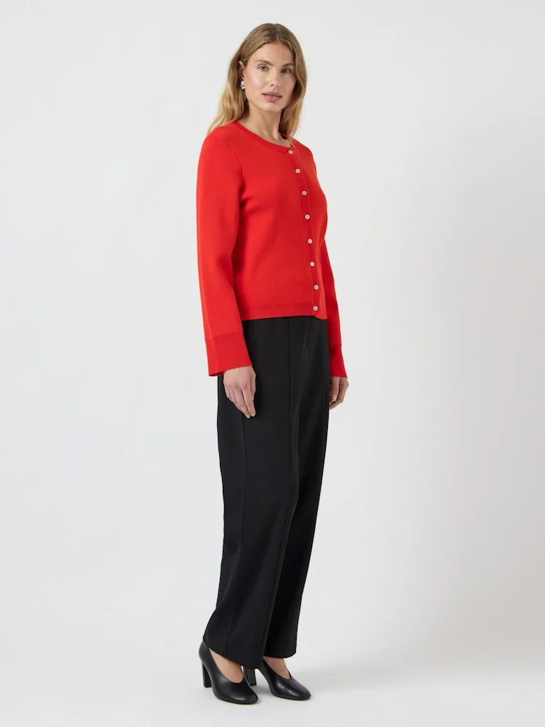 Elena Ls Knit Cardigan Fiery Red - Image 8