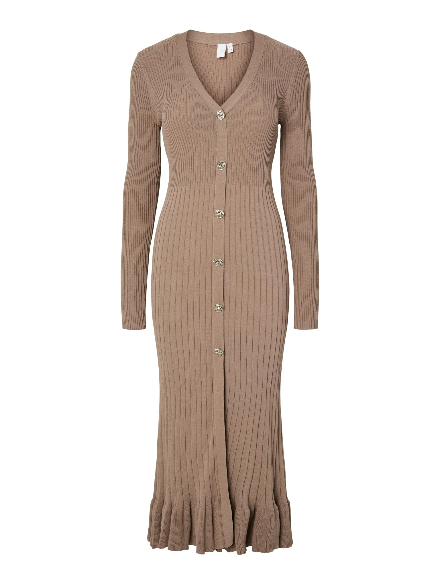 Mikla Ls Long Knit Dress Taupe Gray