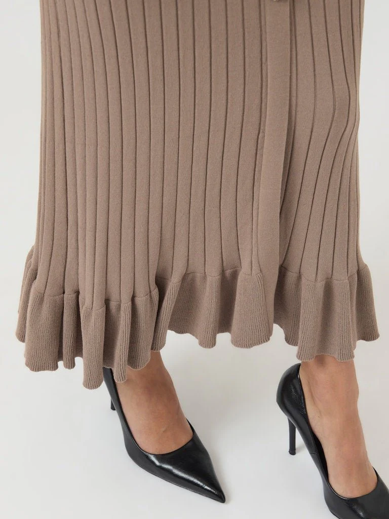 Mikla Ls Long Knit Dress Taupe Gray - Image 12