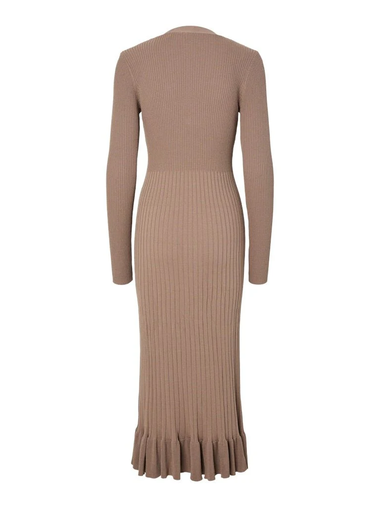 Mikla Ls Long Knit Dress Taupe Gray - Image 13