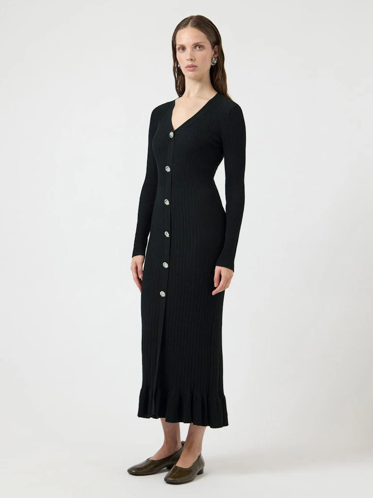 Mikla Ls Long Knit Dress Black - Image 6