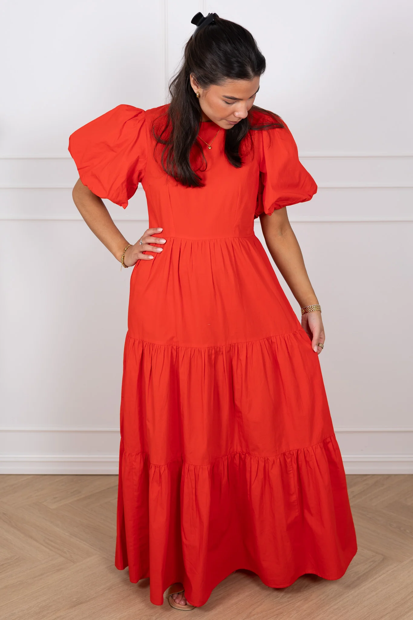 Colea Ss Ankle Dress Fiery Red - Image 4