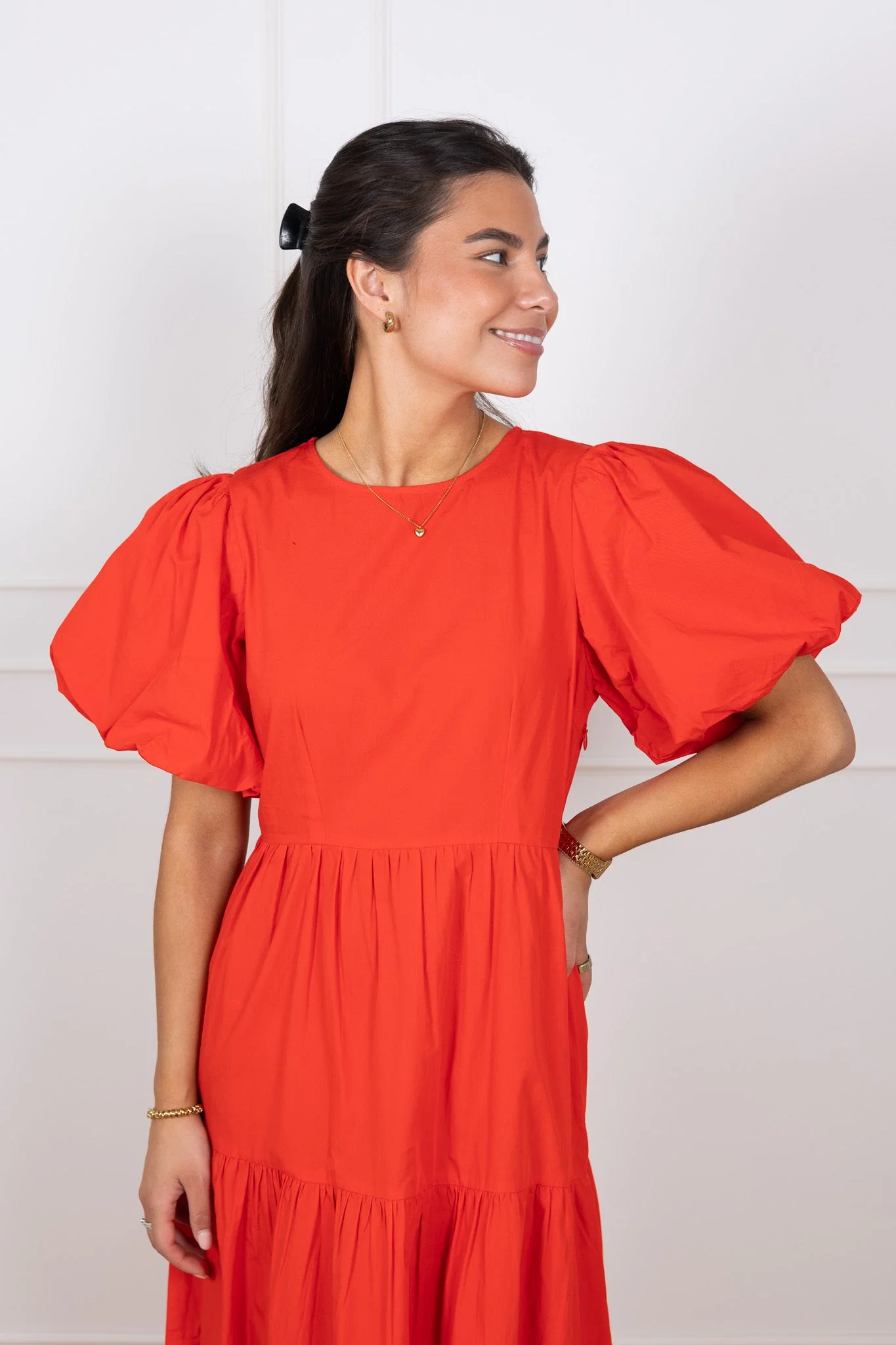 Colea Ss Ankle Dress Fiery Red - Image 5