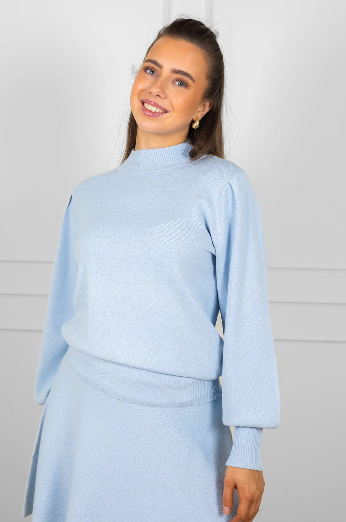 Fonny Ls Knit Pullover Skyway - Image 3