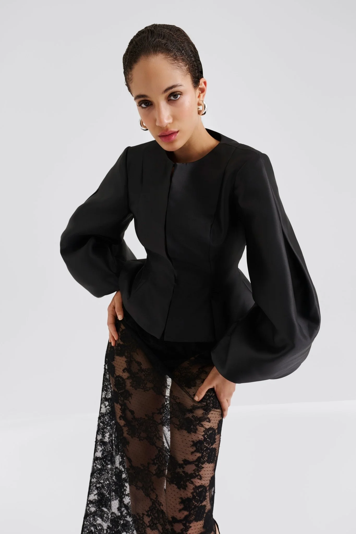 Vendela Balloon Sleeve Blouse Black