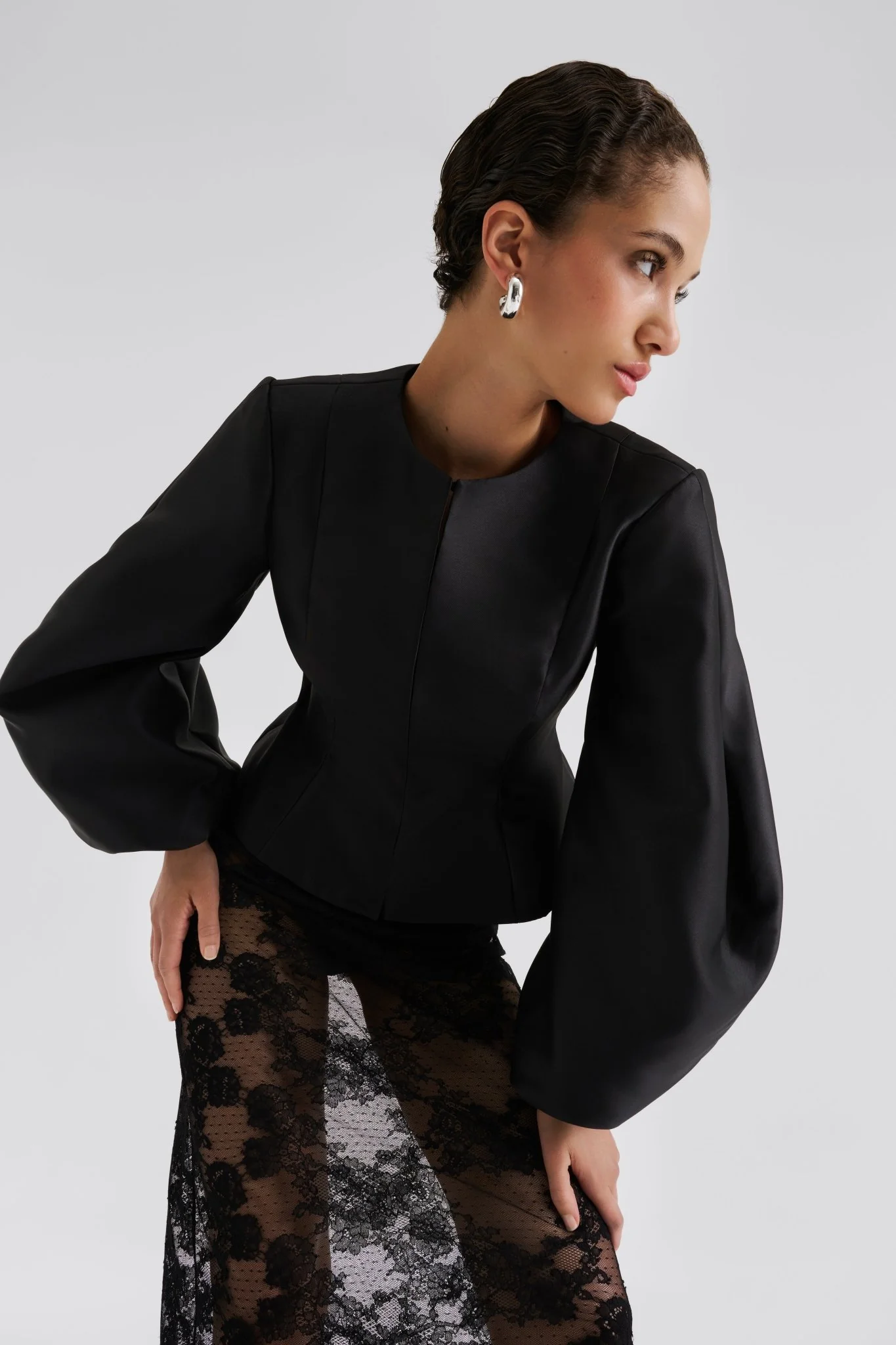 Vendela Balloon Sleeve Blouse Black - Image 2