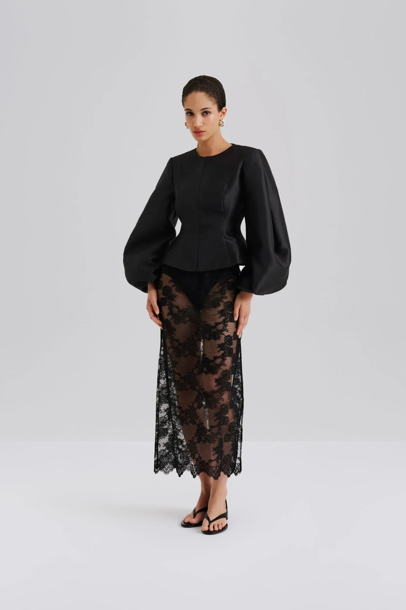Vendela Balloon Sleeve Blouse Black - Image 3