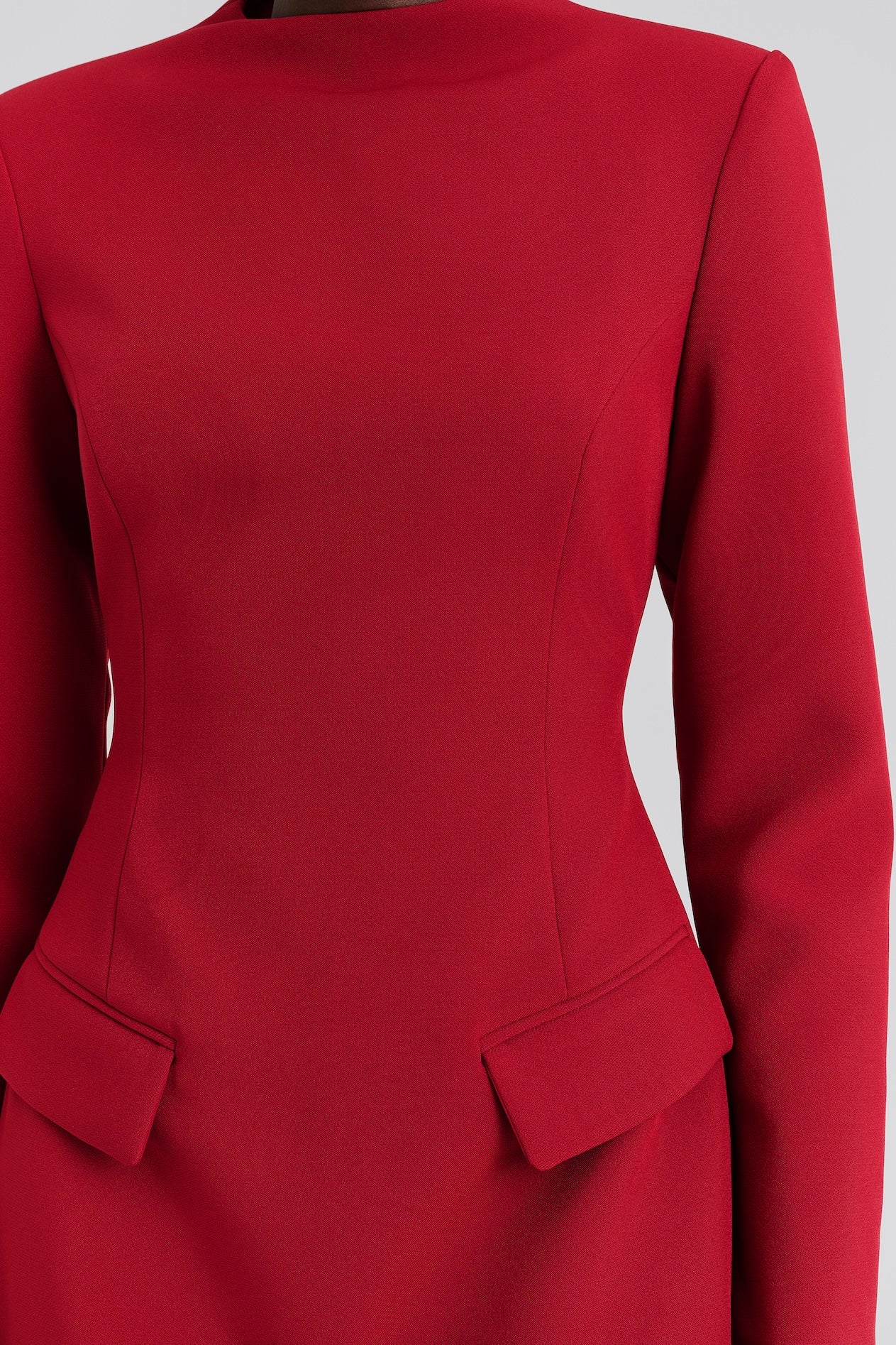 Leanna High Neck Mini Dress Deep Red - Image 5