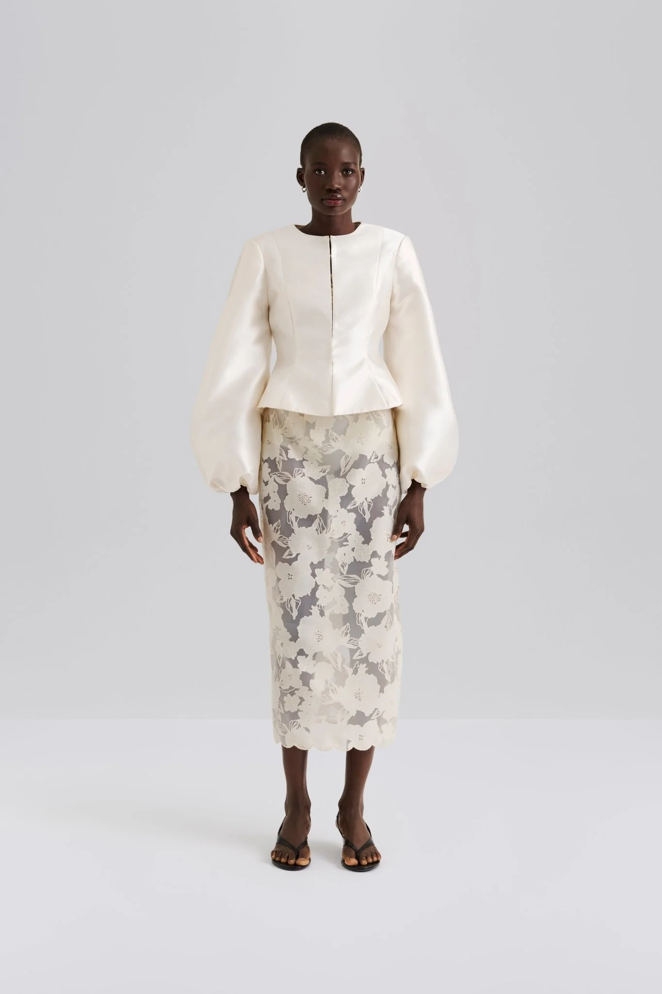 Vendela Balloon Sleeve Blouse Ivory - Image 3