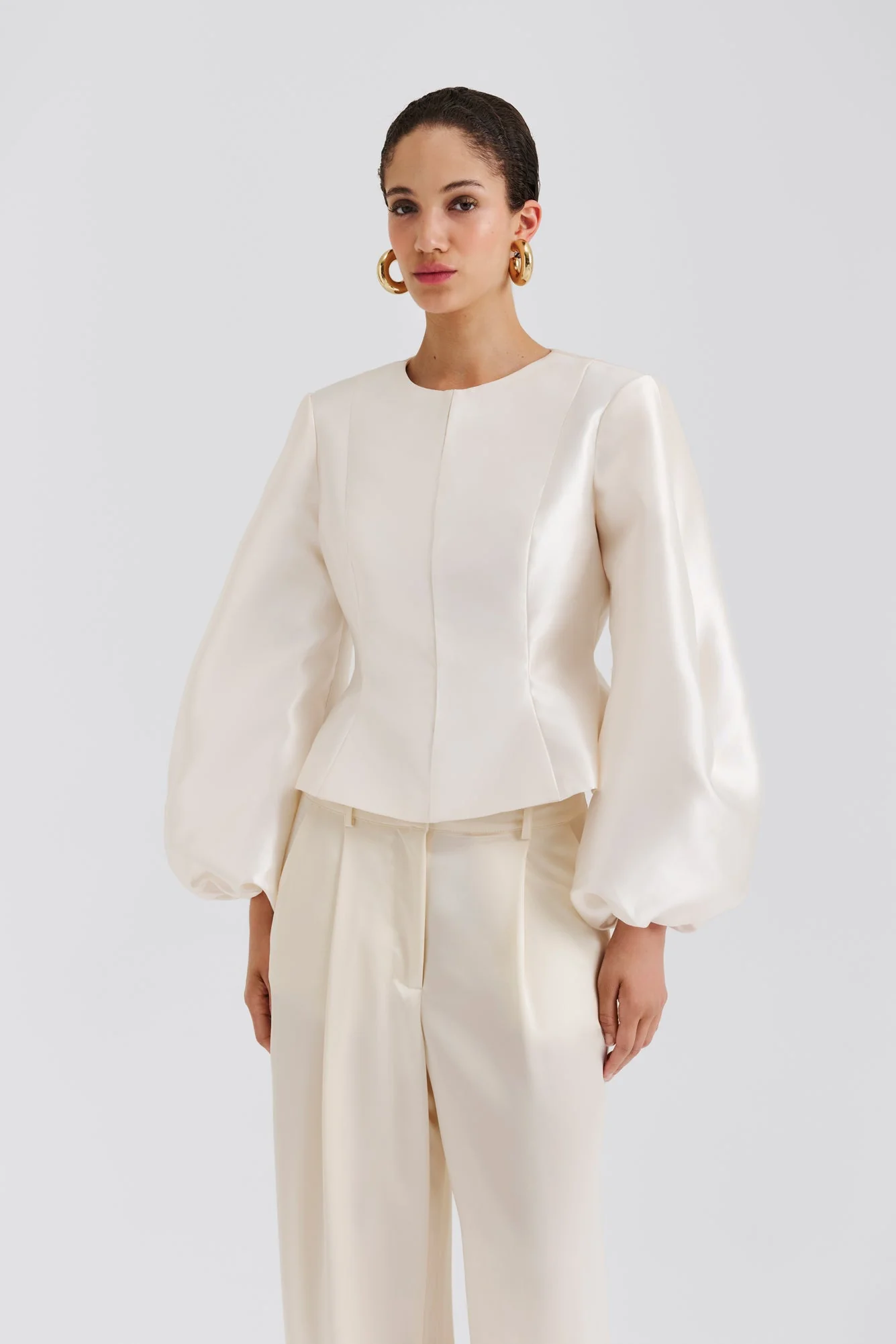 Vendela Balloon Sleeve Blouse Ivory - Image 4