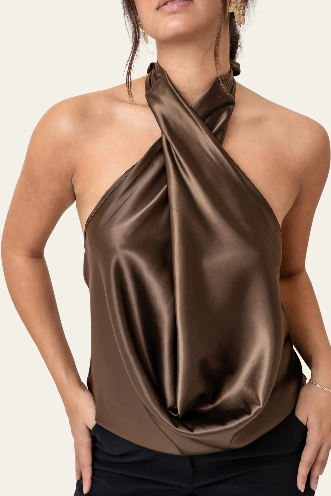 Holly Wrap Top Dark Brown - Image 2